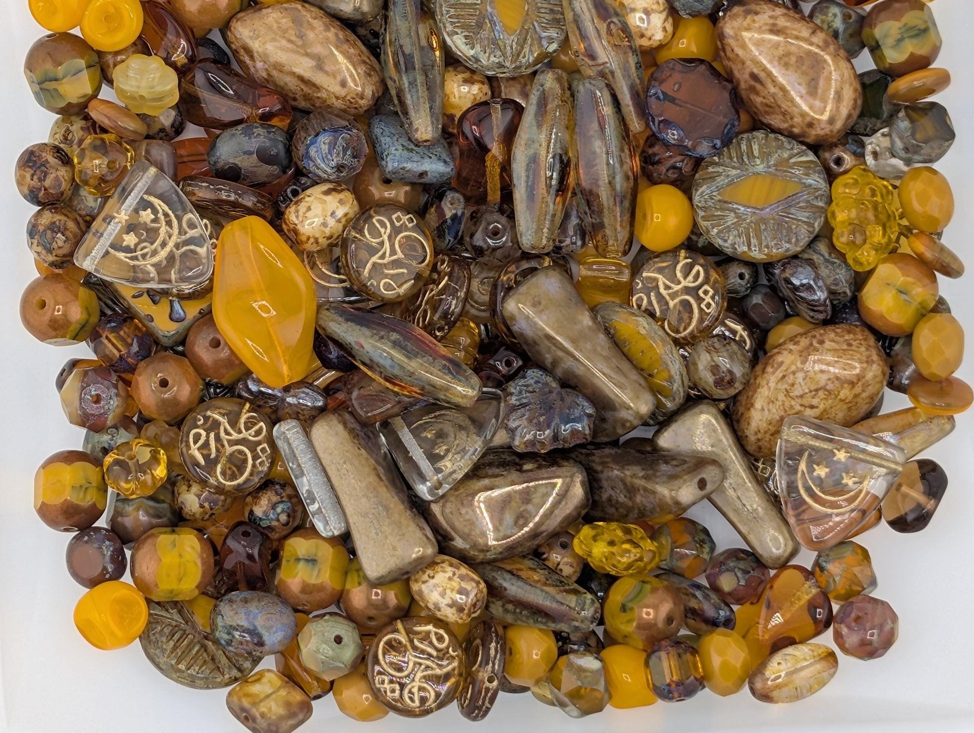 Exclusive "Marrakesh Sunset Mix" Burnt Orange Czech Glass Beads: Boho Vintage Jewelry Making Supply