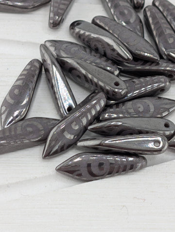 Dagger Beads,Peacock Laser Etched, Jewelry Making Components, 25pcs) Set Purple Iris Peacock Matte