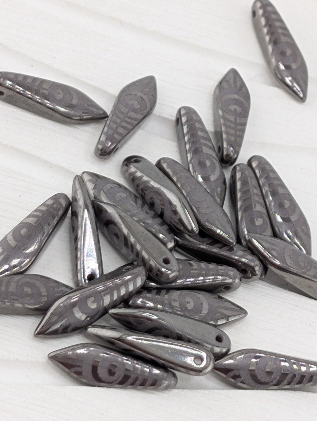 Dagger Beads,Peacock Laser Etched, Jewelry Making Components, 25pcs) Set Purple Iris Peacock Matte