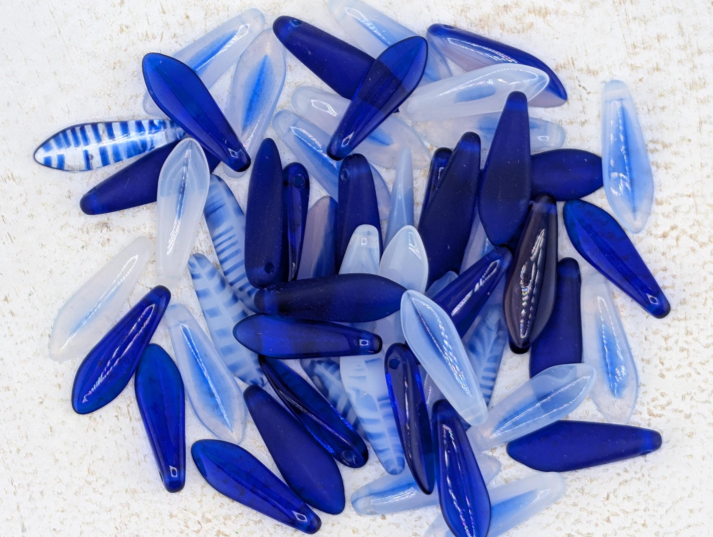 Czech Dagger Bead, Glass GemstonesJewelry Craft Supply, Elegant Gothic Flair, Unique Boho Accessories: Blue