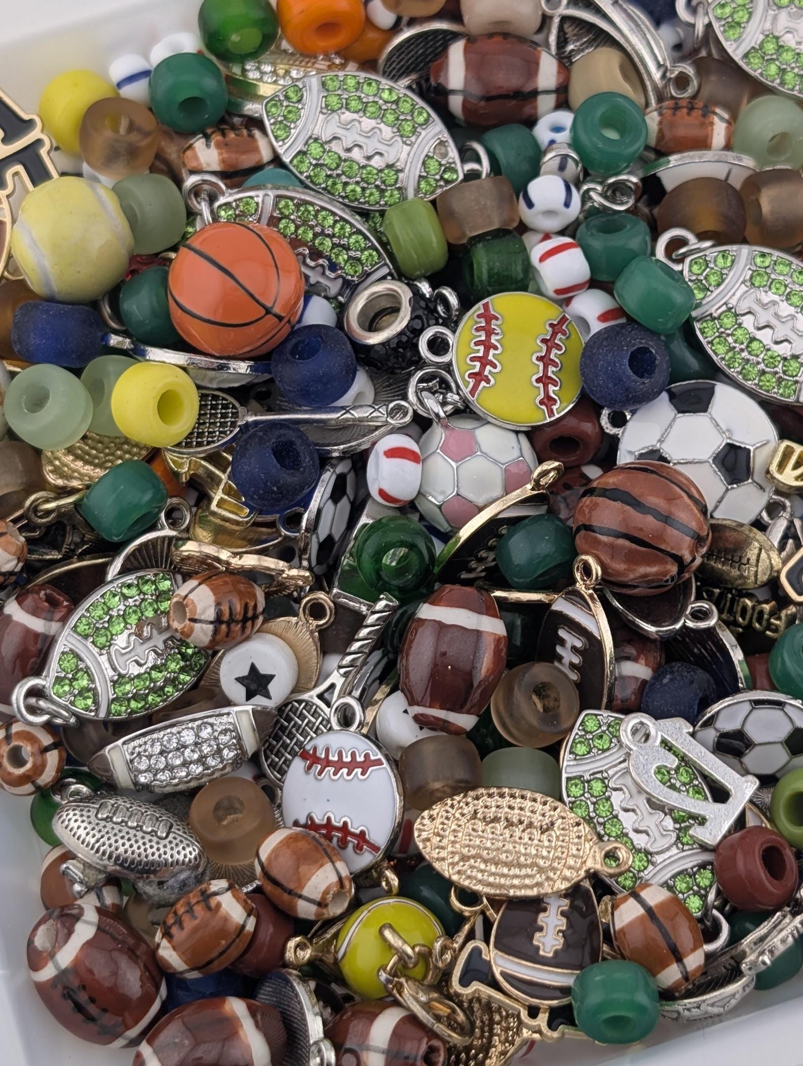 Two Ounces Exclusive "Game Day" Glass Bead Soup: ALL Beads are GLASS DIY Jewelry Making Supplies (56g Pkg)