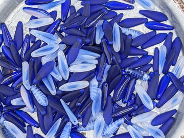 Czech Dagger Bead, Glass GemstonesJewelry Craft Supply, Elegant Gothic Flair, Unique Boho Accessories: Blue