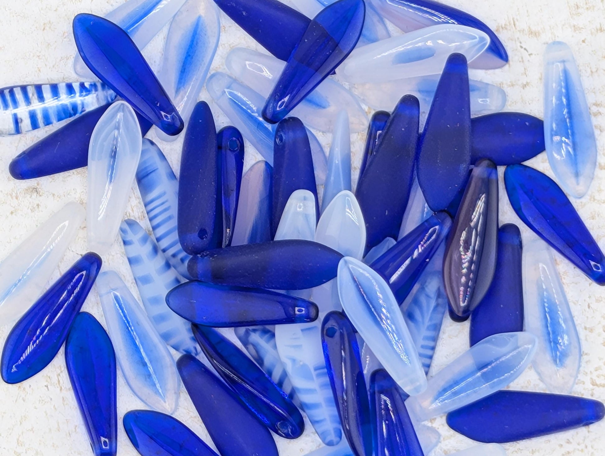 Czech Dagger Bead, Glass GemstonesJewelry Craft Supply, Elegant Gothic Flair, Unique Boho Accessories: Blue