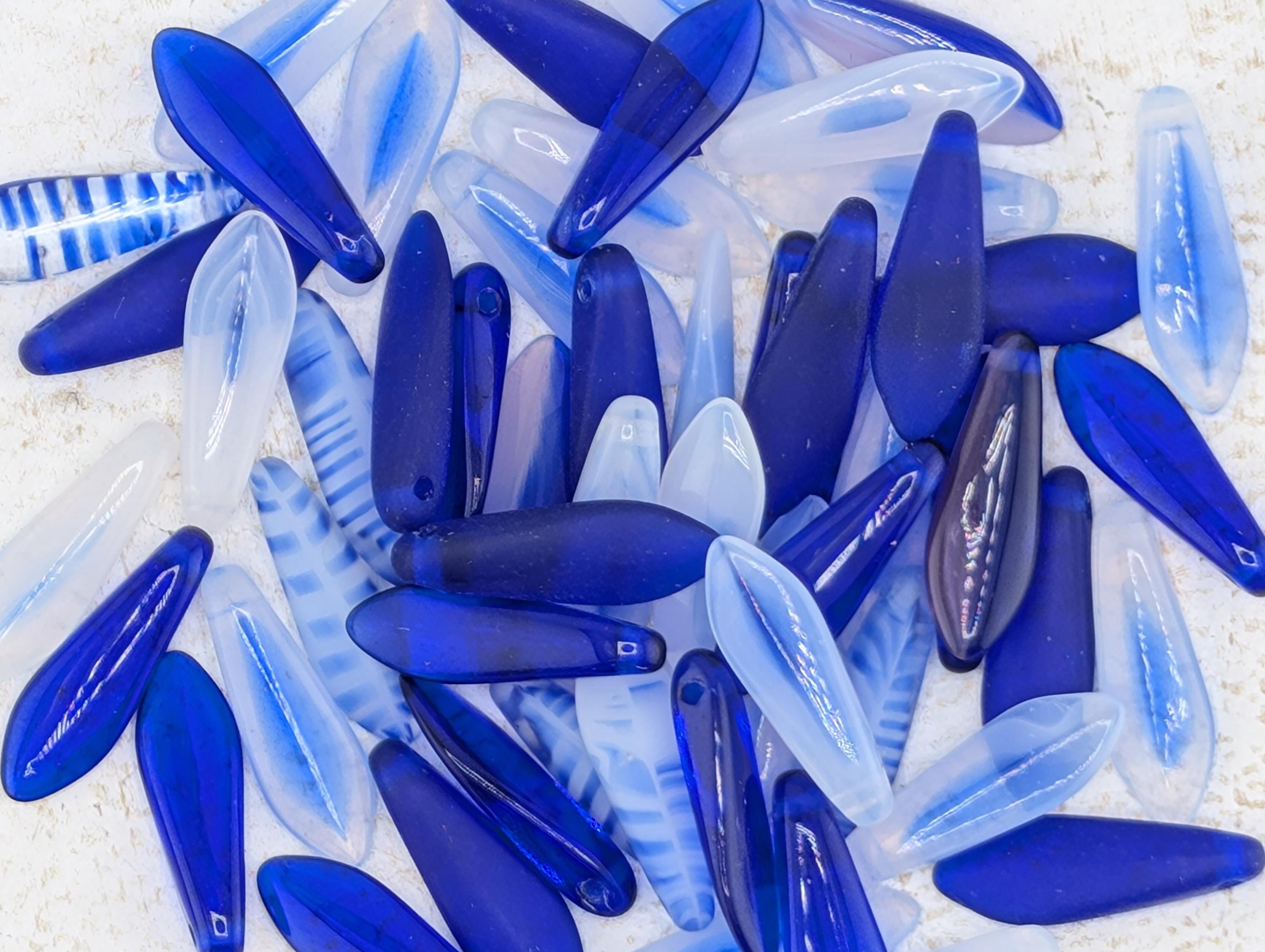 Czech Dagger Bead, Glass GemstonesJewelry Craft Supply, Elegant Gothic Flair, Unique Boho Accessories: Blue