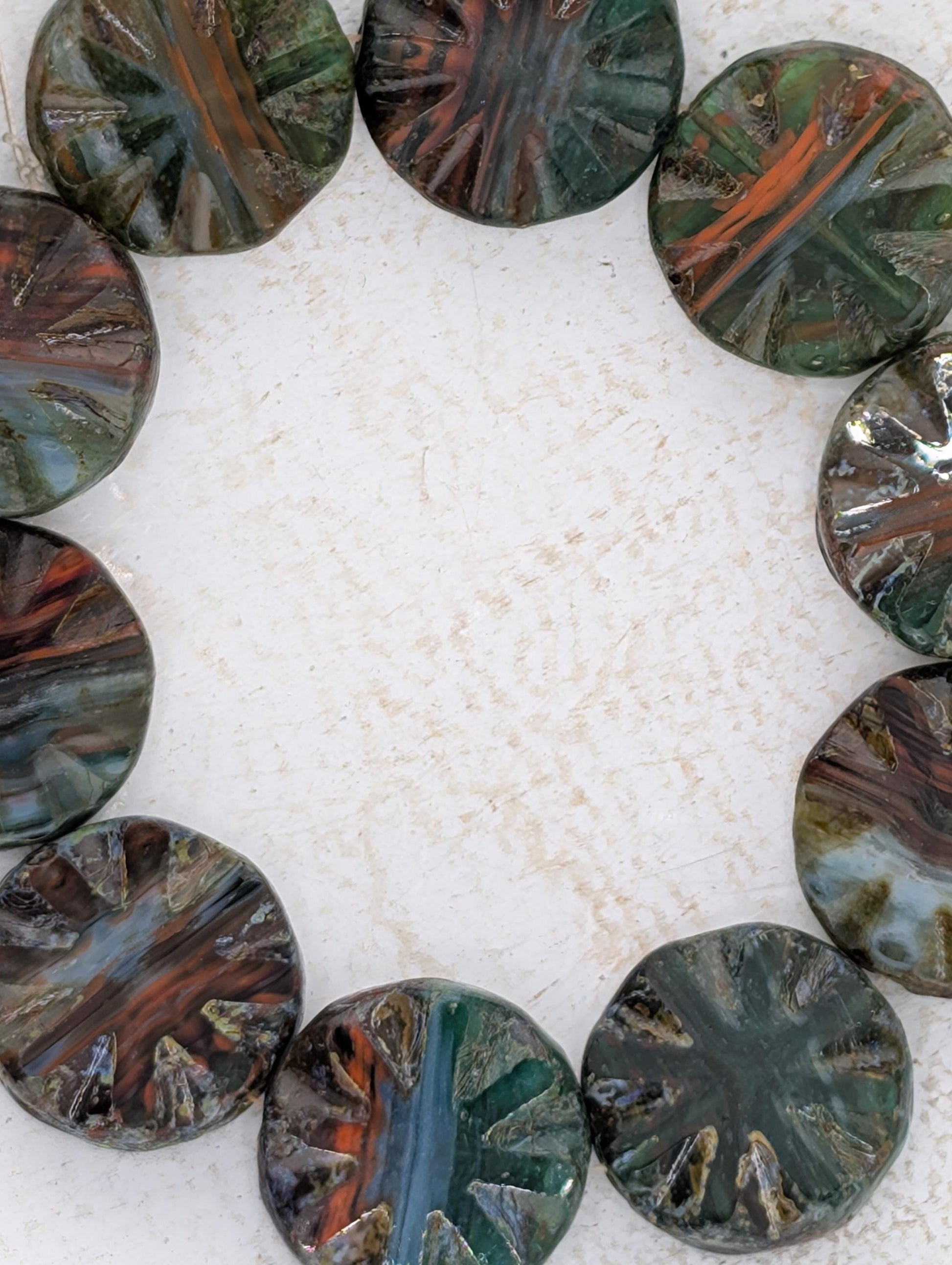 19mm Czech Sunstar Beads | Boho Jewelry Making Supply | Sun-Star Design Craft Beads | Multicolored | 10 pcs