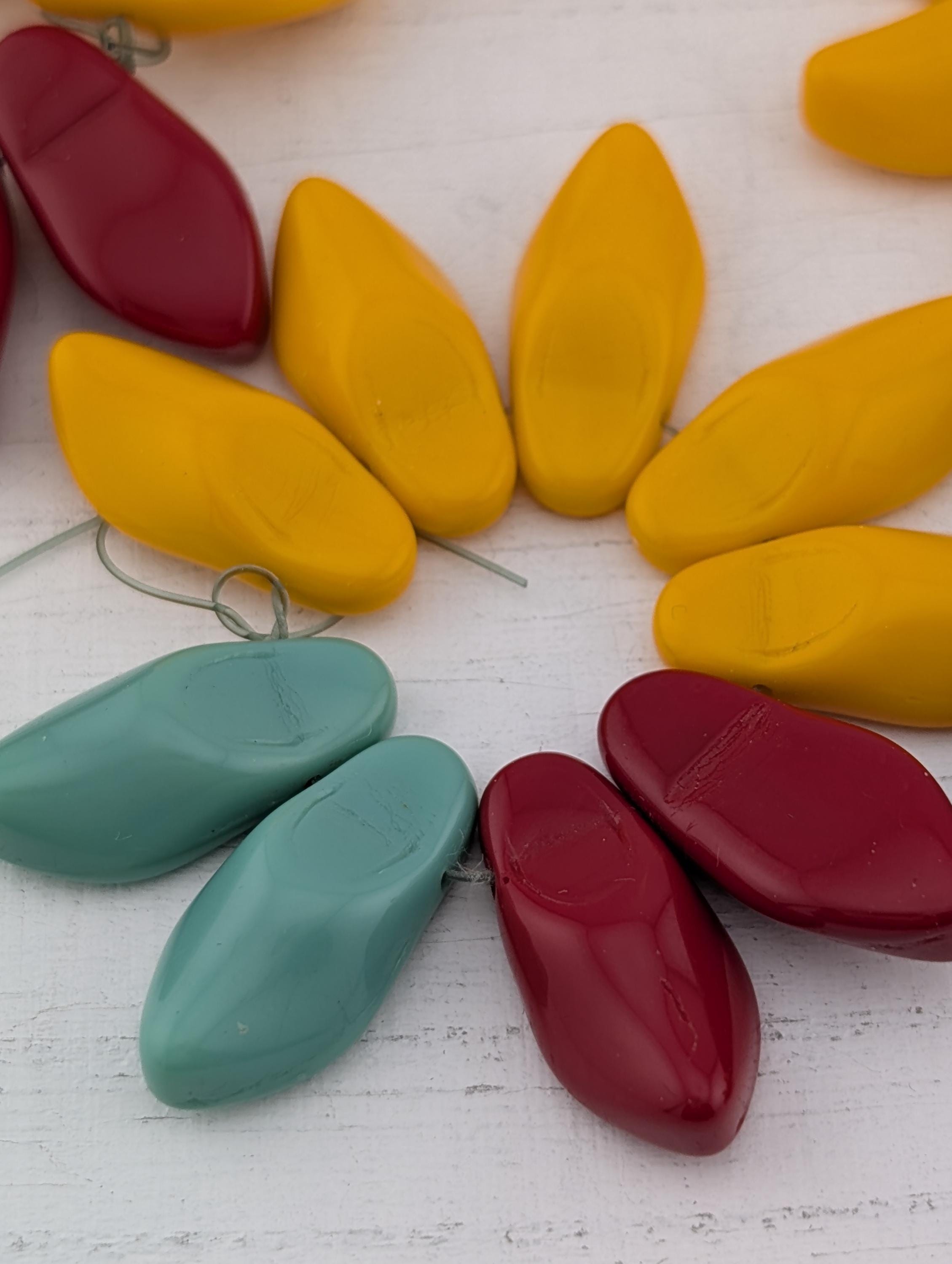 23x10mm Czech Glass Clog Shoe Beads: Boho Jewelry Making Supply (9 pcs)