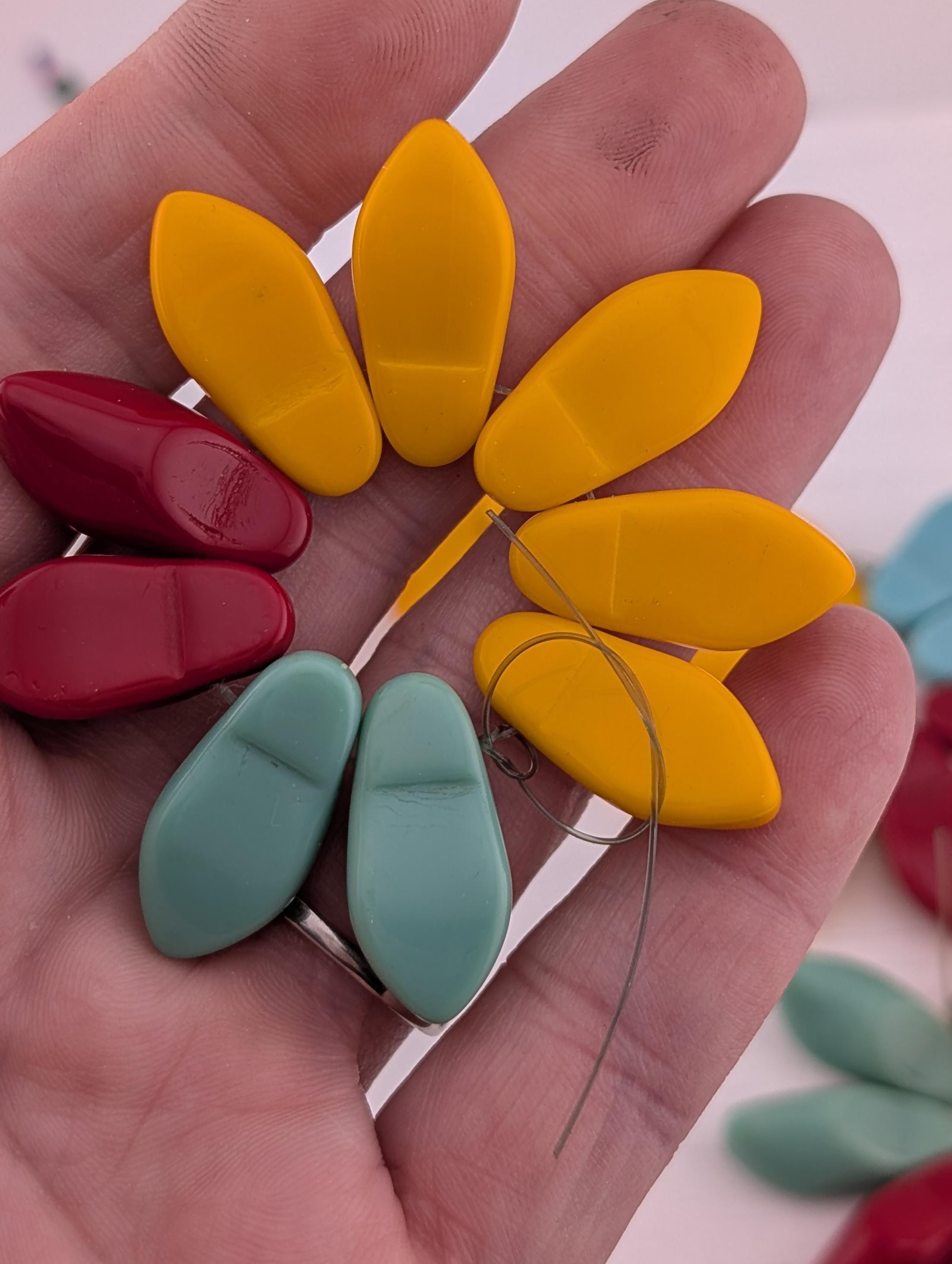 23x10mm Czech Glass Clog Shoe Beads: Boho Jewelry Making Supply (9 pcs)