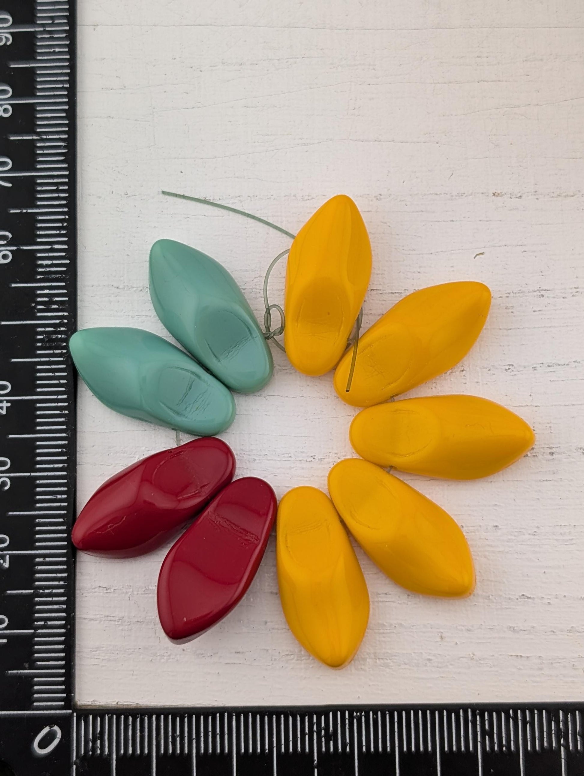 23x10mm Czech Glass Clog Shoe Beads: Boho Jewelry Making Supply (9 pcs)