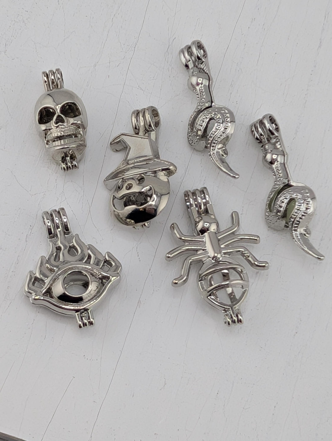 Set of 6 Gemstone Bead Holder Pendant or Bag Charm