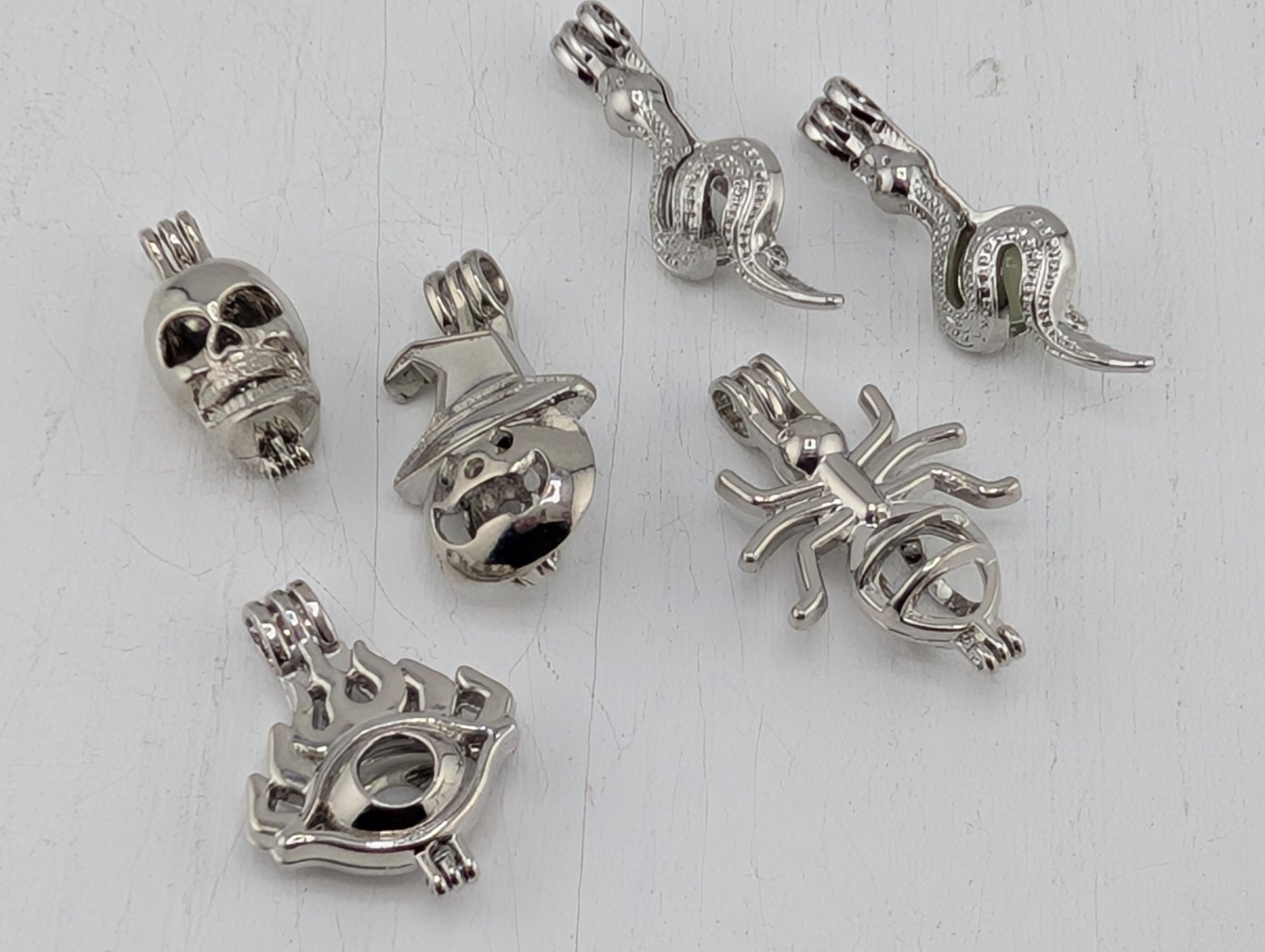 Set of 6 Gemstone Bead Holder Pendant or Bag Charm