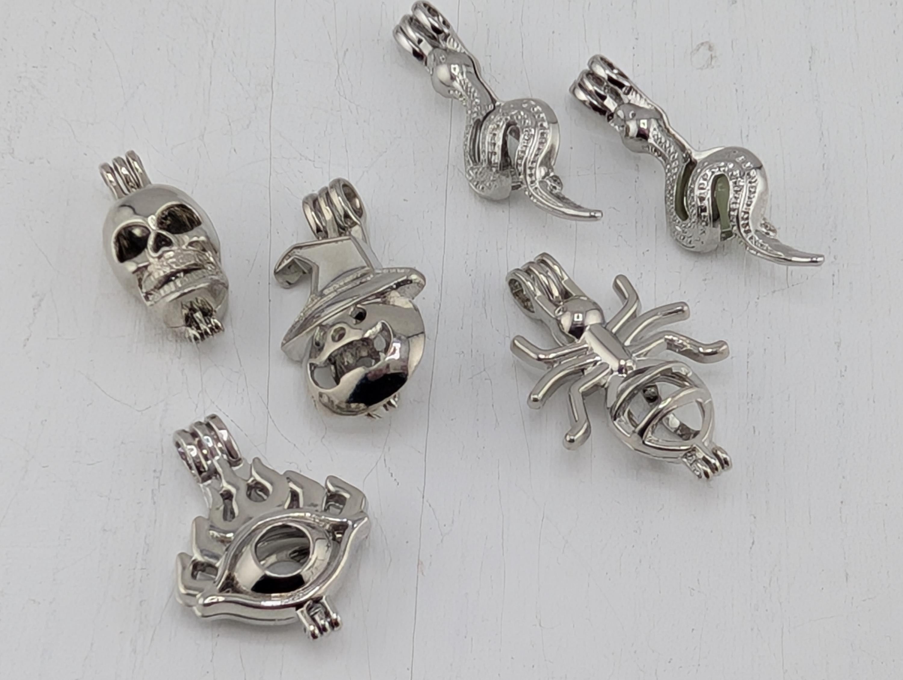 Set of 6 Gemstone Bead Holder Pendant or Bag Charm