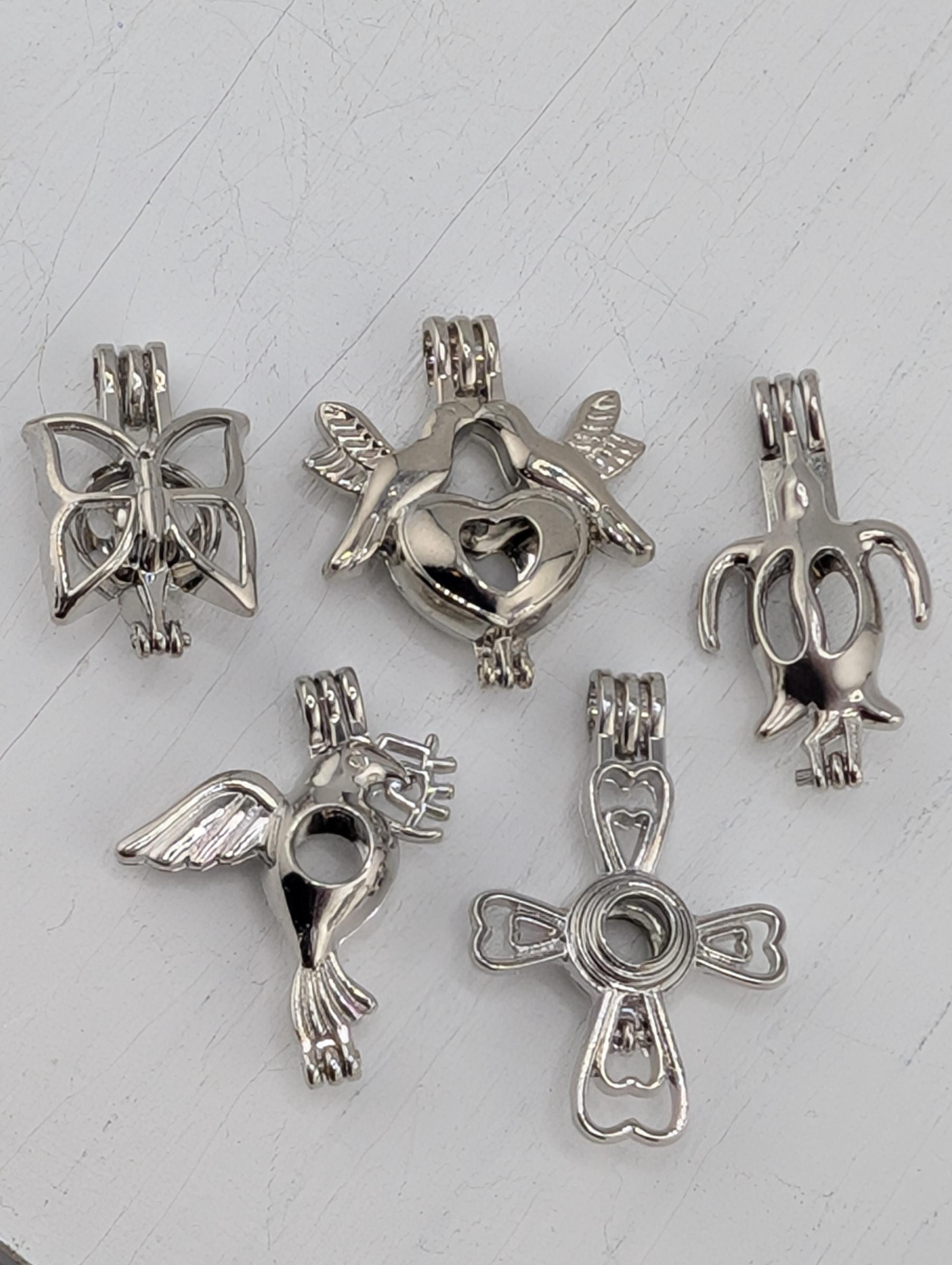 Set of 6 Gemstone Bead Holder Pendant or Bag Charm