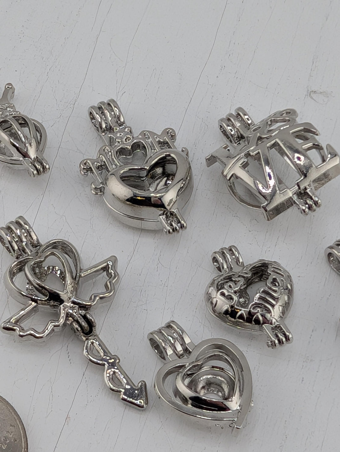 Set of 7 Gemstone Bead Holder Pendant or Bag Charm