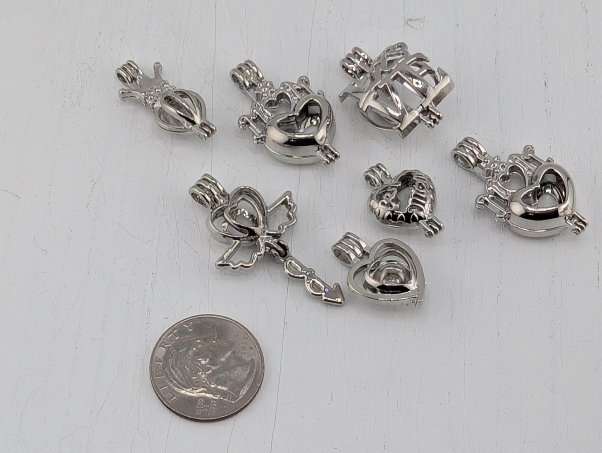 Set of 7 Gemstone Bead Holder Pendant or Bag Charm