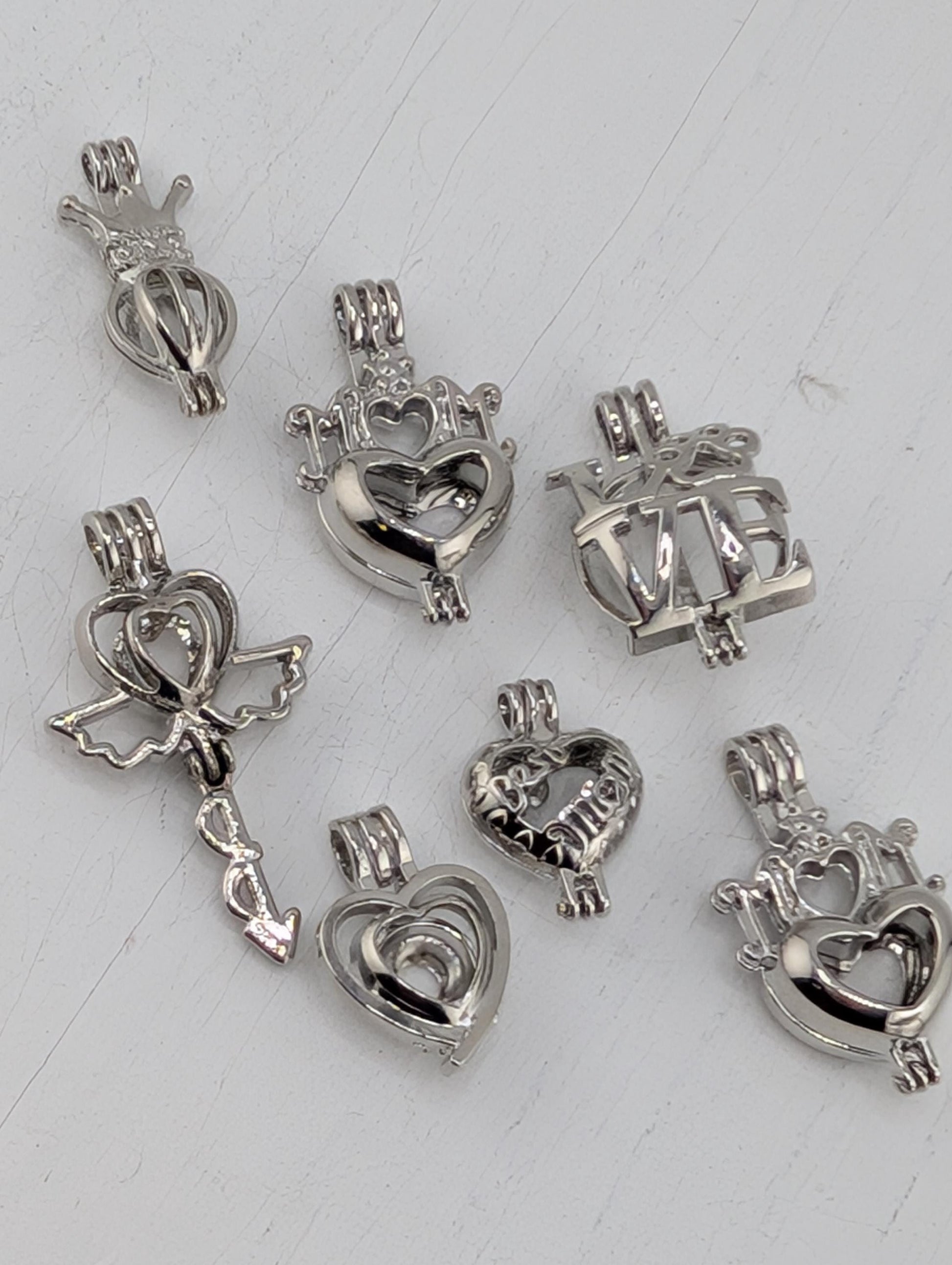 Set of 7 Gemstone Bead Holder Pendant or Bag Charm