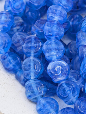 8mm Czech Coin Shaped Snail Shell Beads (20 pcs)) Cobalt