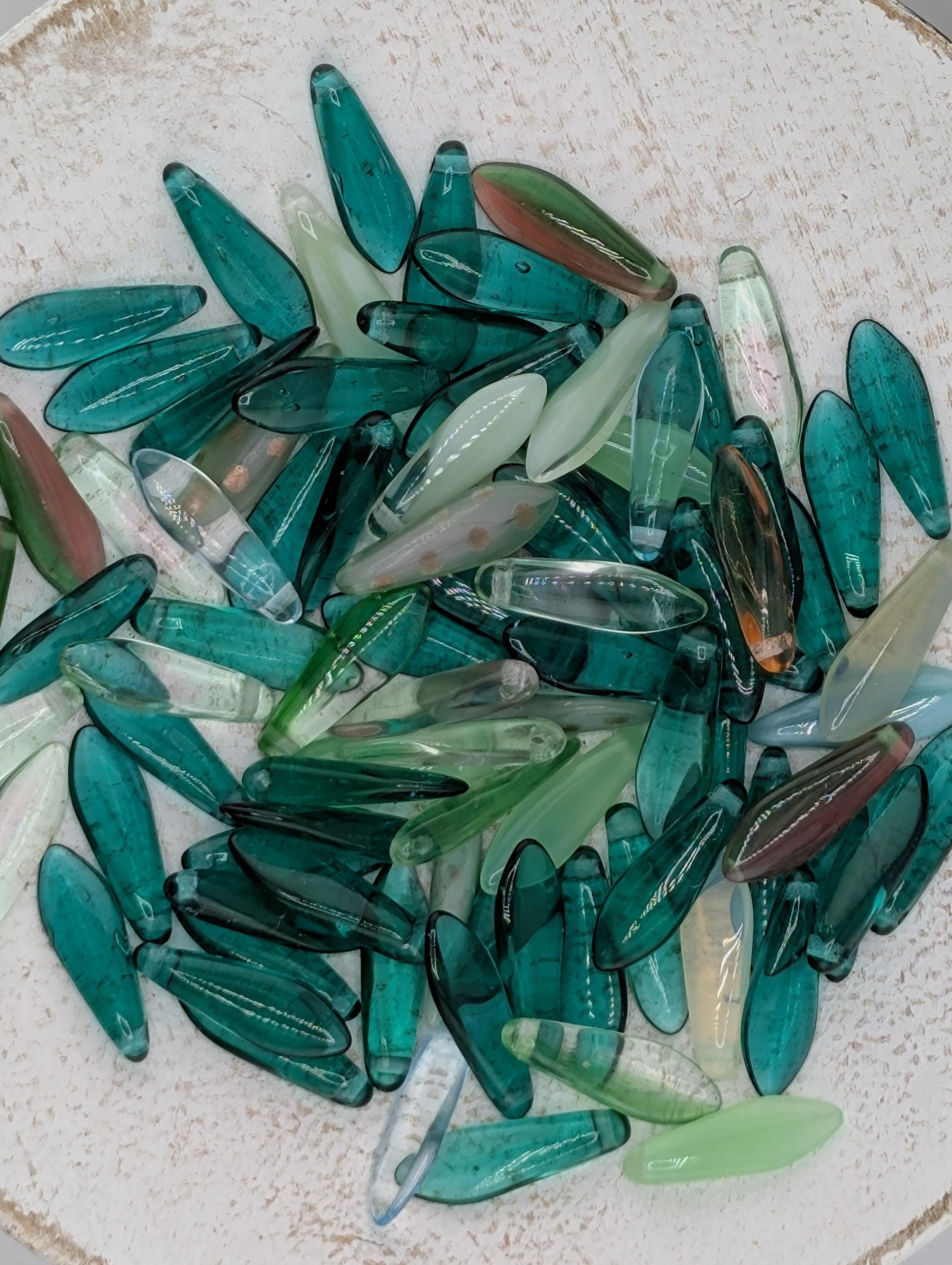 Czech Dagger Bead, Glass GemstonesJewelry Craft Supply, Elegant Gothic Flair, Unique Boho Accessories: Aqua