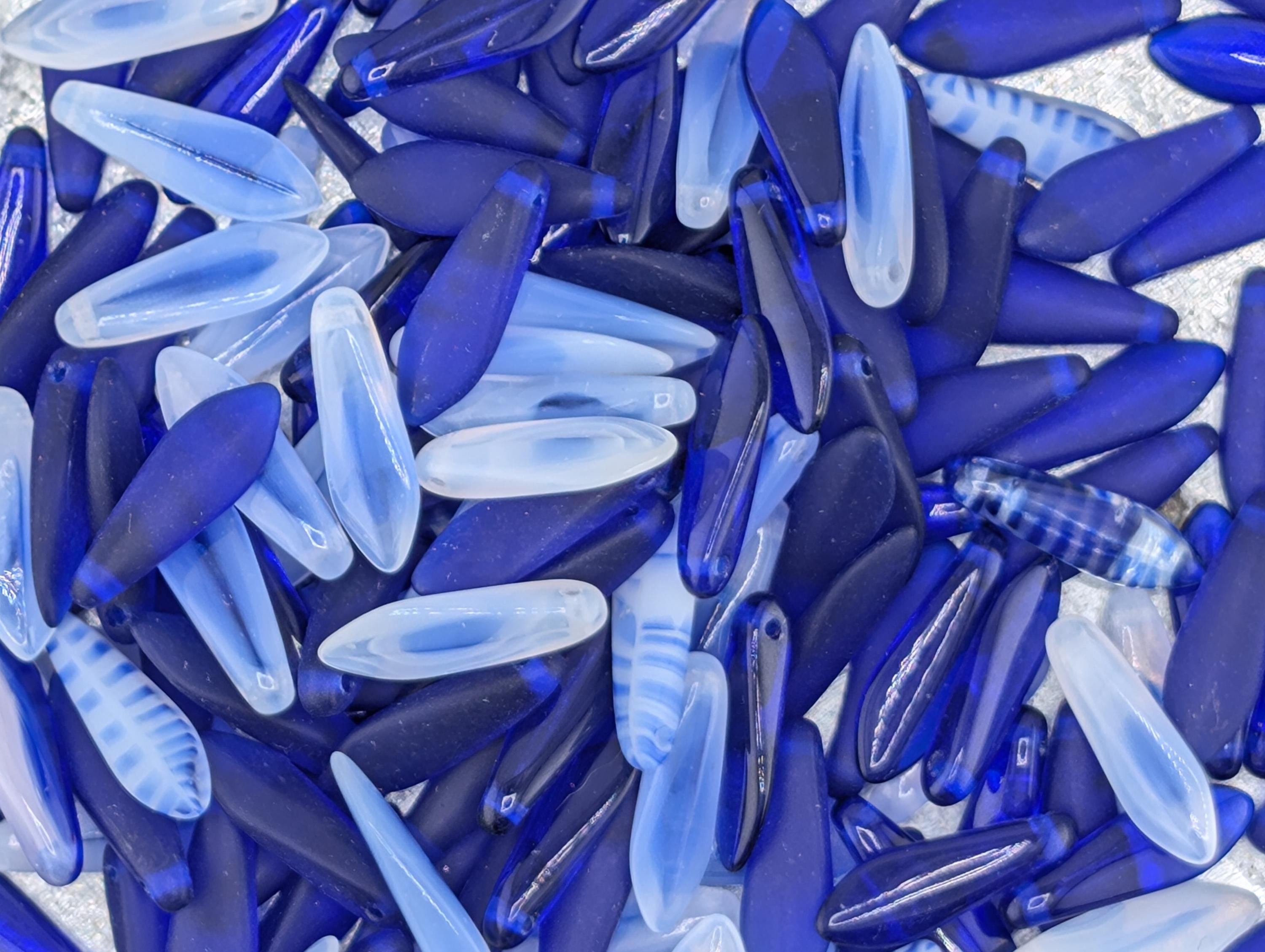 Czech Dagger Bead, Glass GemstonesJewelry Craft Supply, Elegant Gothic Flair, Unique Boho Accessories: Blue