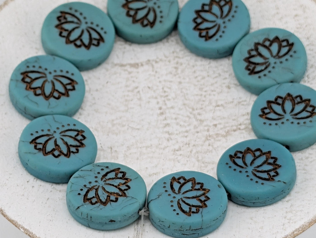 18mm Czech Glass Lotus Flower Beads: Boho Jewelry Making Supply (10 pcs)