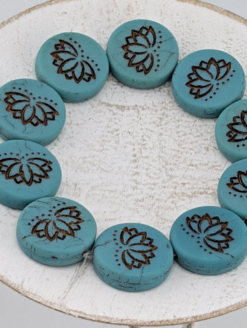 18mm Czech Glass Lotus Flower Beads: Boho Jewelry Making Supply (10 pcs)