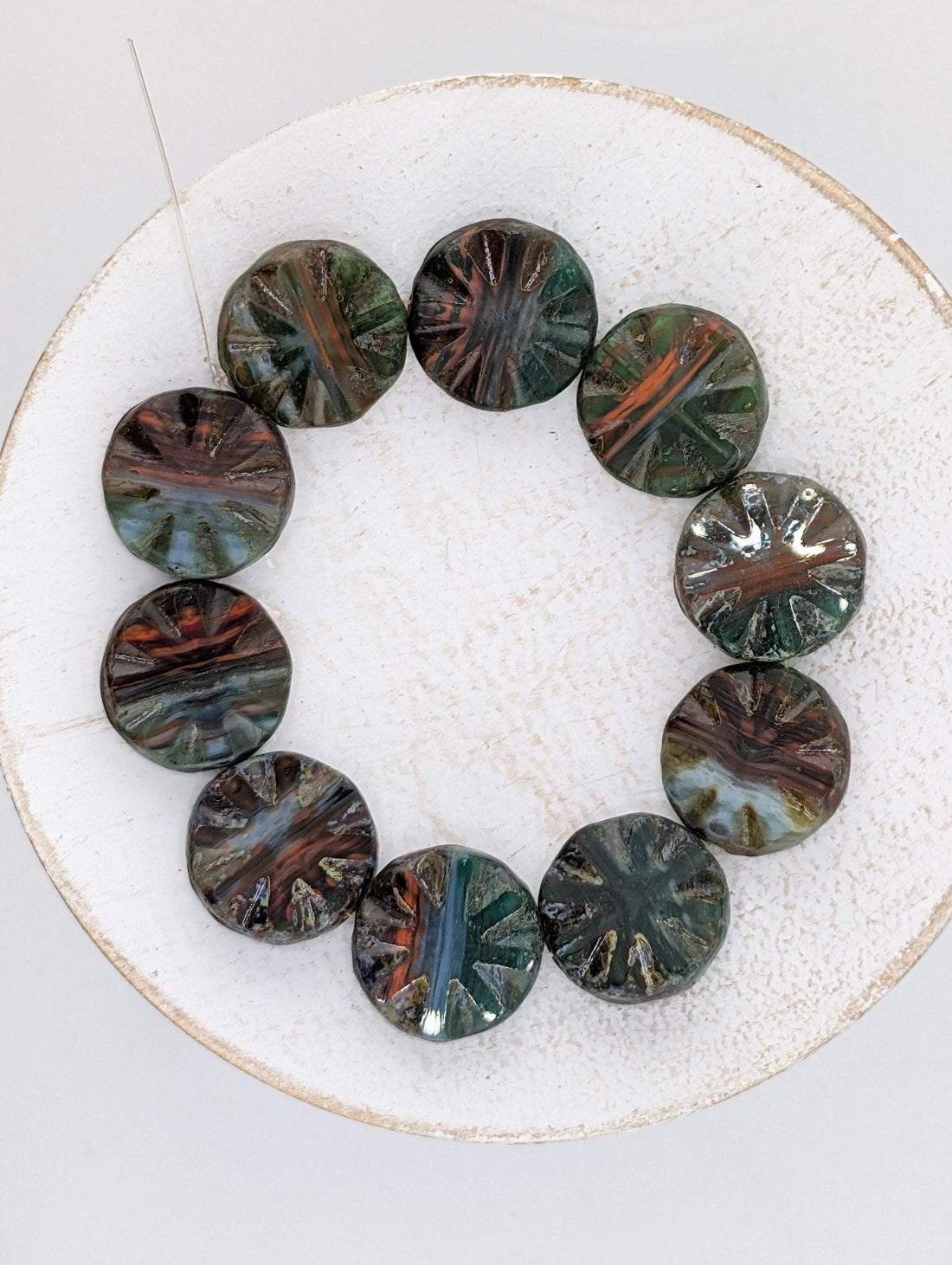 19mm Czech Sunstar Beads | Boho Jewelry Making Supply | Sun-Star Design Craft Beads | Multicolored | 10 pcs