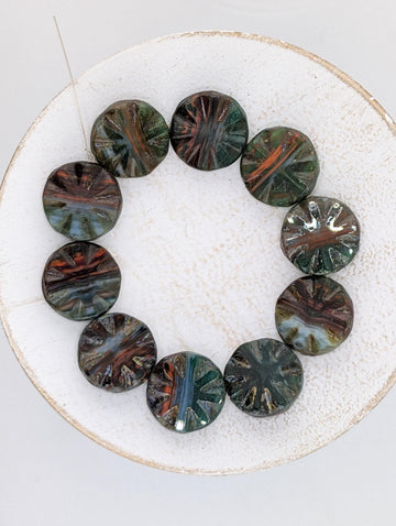 19mm Czech Sunstar Beads | Boho Jewelry Making Supply | Sun-Star Design Craft Beads | Multicolored | 10 pcs