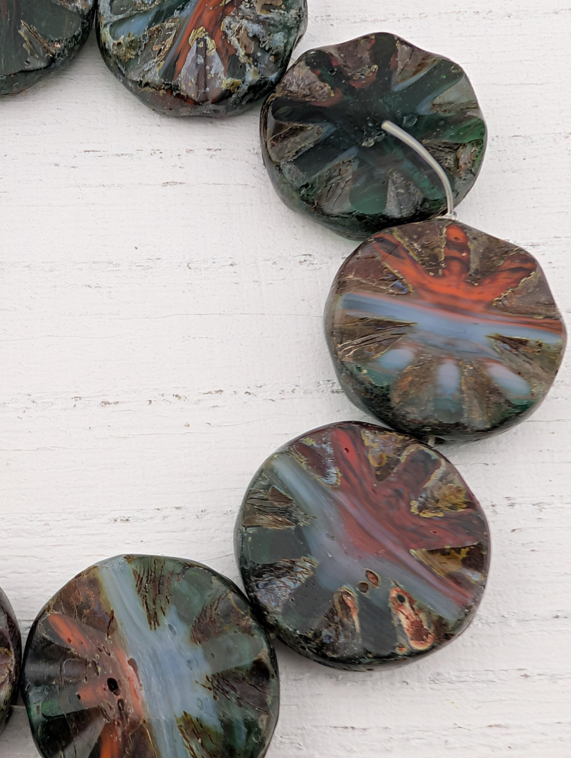 19mm Czech Sunstar Beads | Boho Jewelry Making Supply | Sun-Star Design Craft Beads | Multicolored | 10 pcs