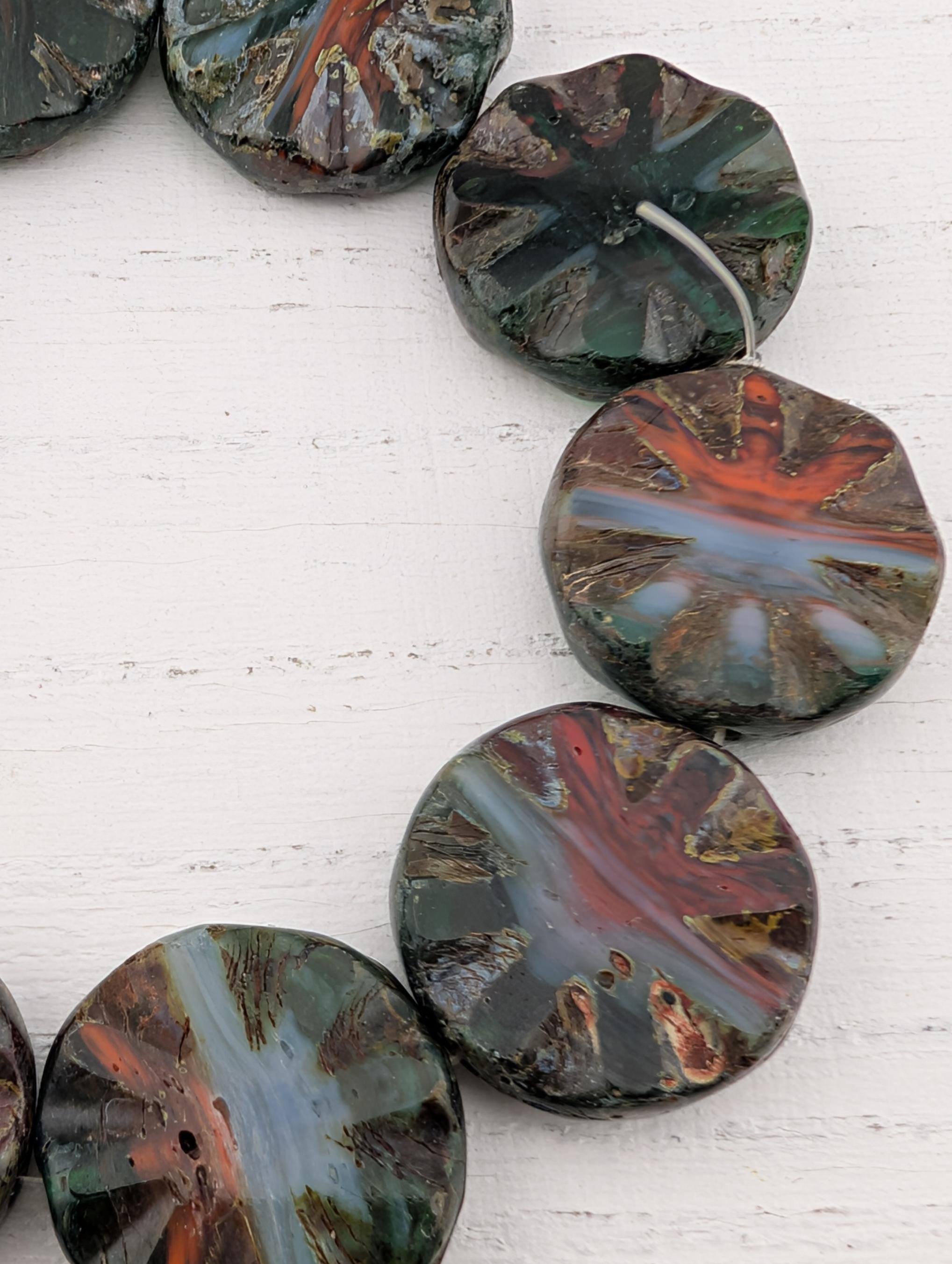 19mm Czech Sunstar Beads | Boho Jewelry Making Supply | Sun-Star Design Craft Beads | Multicolored | 10 pcs