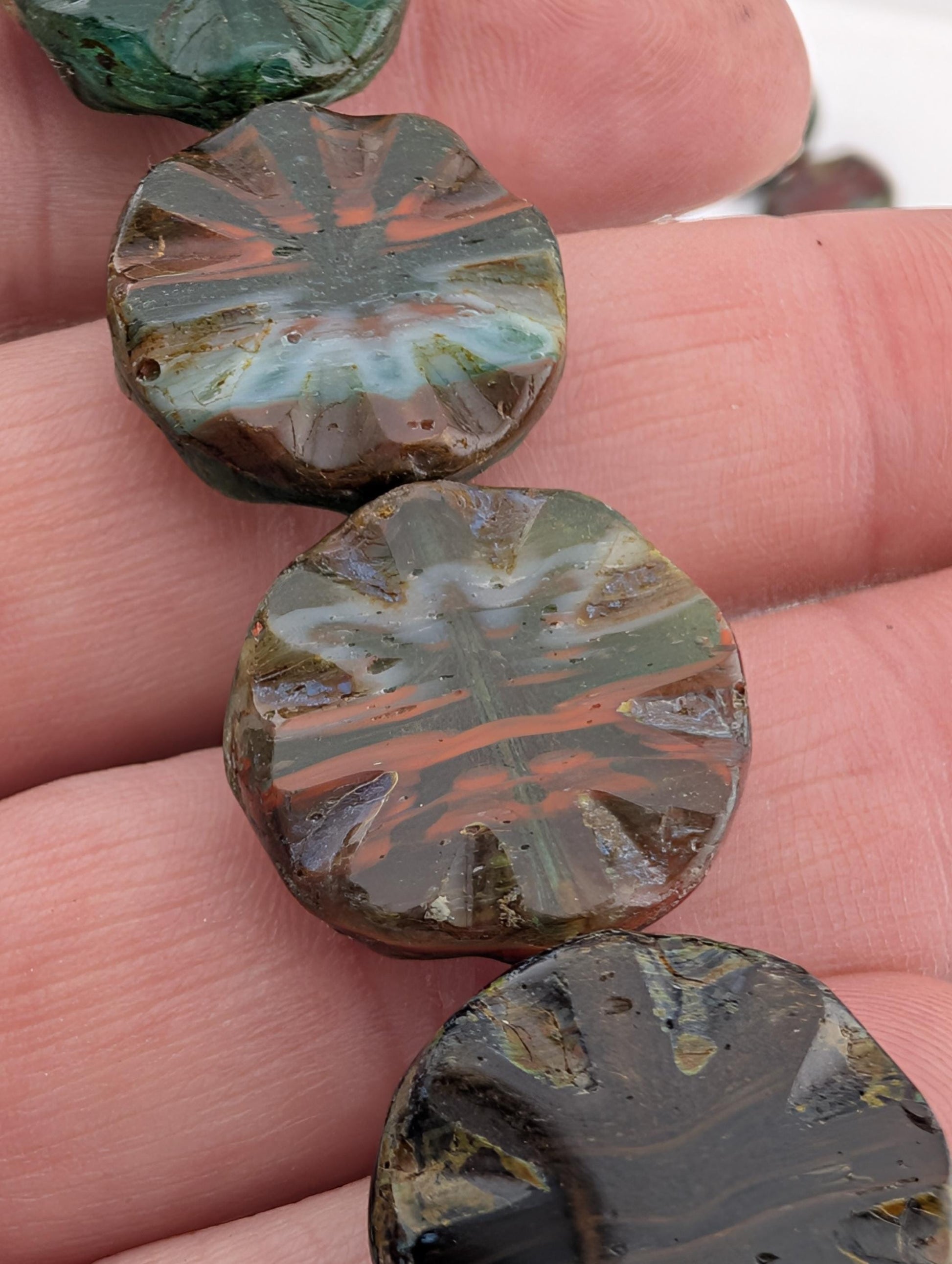 19mm Czech Sunstar Beads | Boho Jewelry Making Supply | Sun-Star Design Craft Beads | Multicolored | 10 pcs