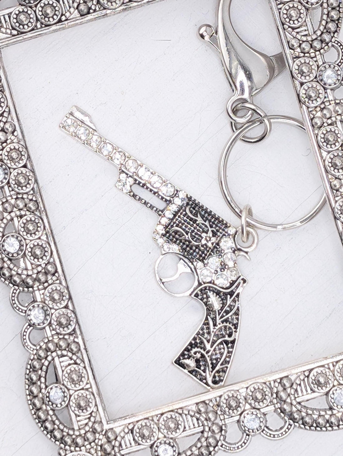 Pistol Pendant: Vintage Glam Goth Steampunk (Silver Tone Charm)
