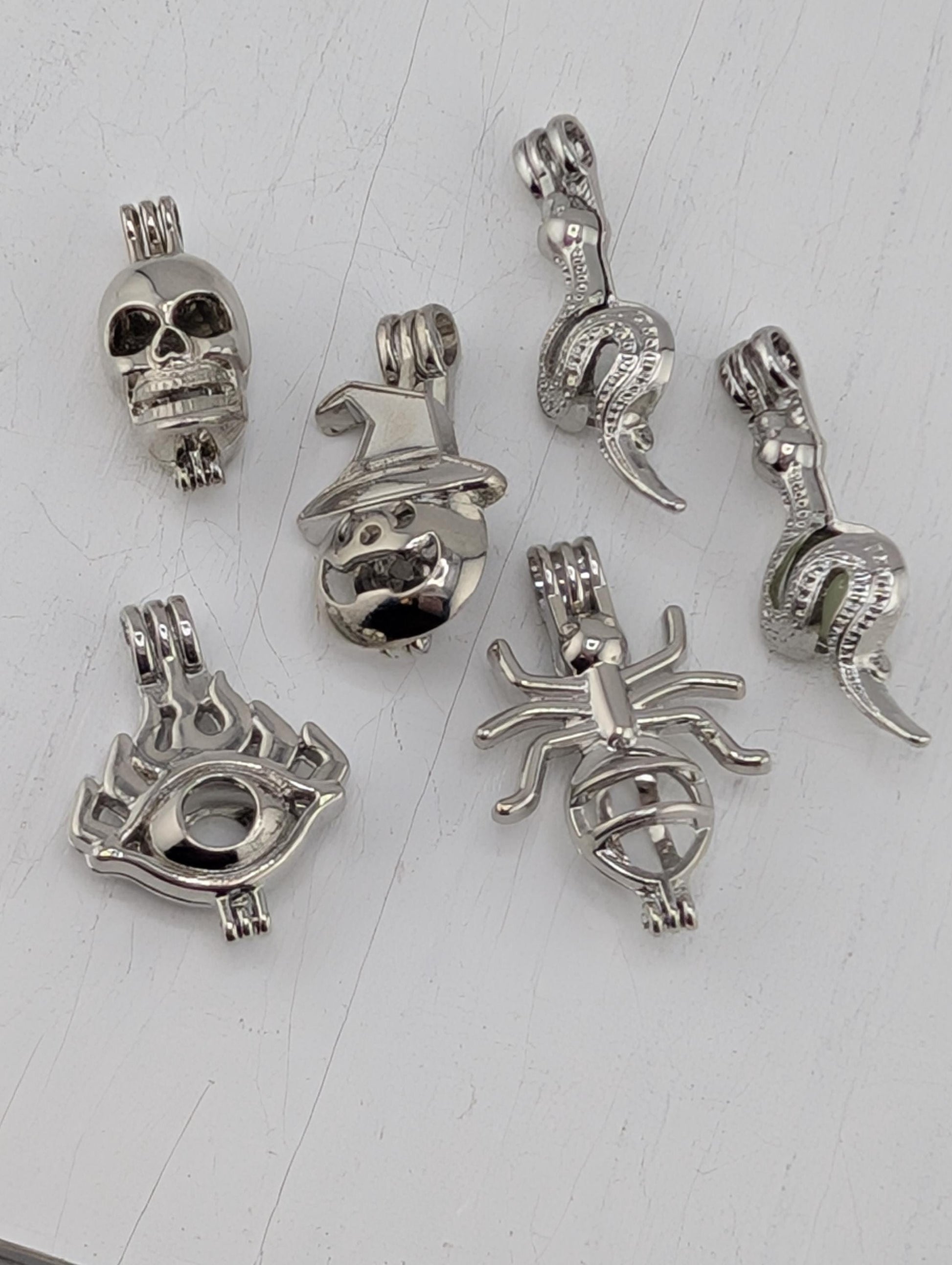 Set of 6 Gemstone Bead Holder Pendant or Bag Charm