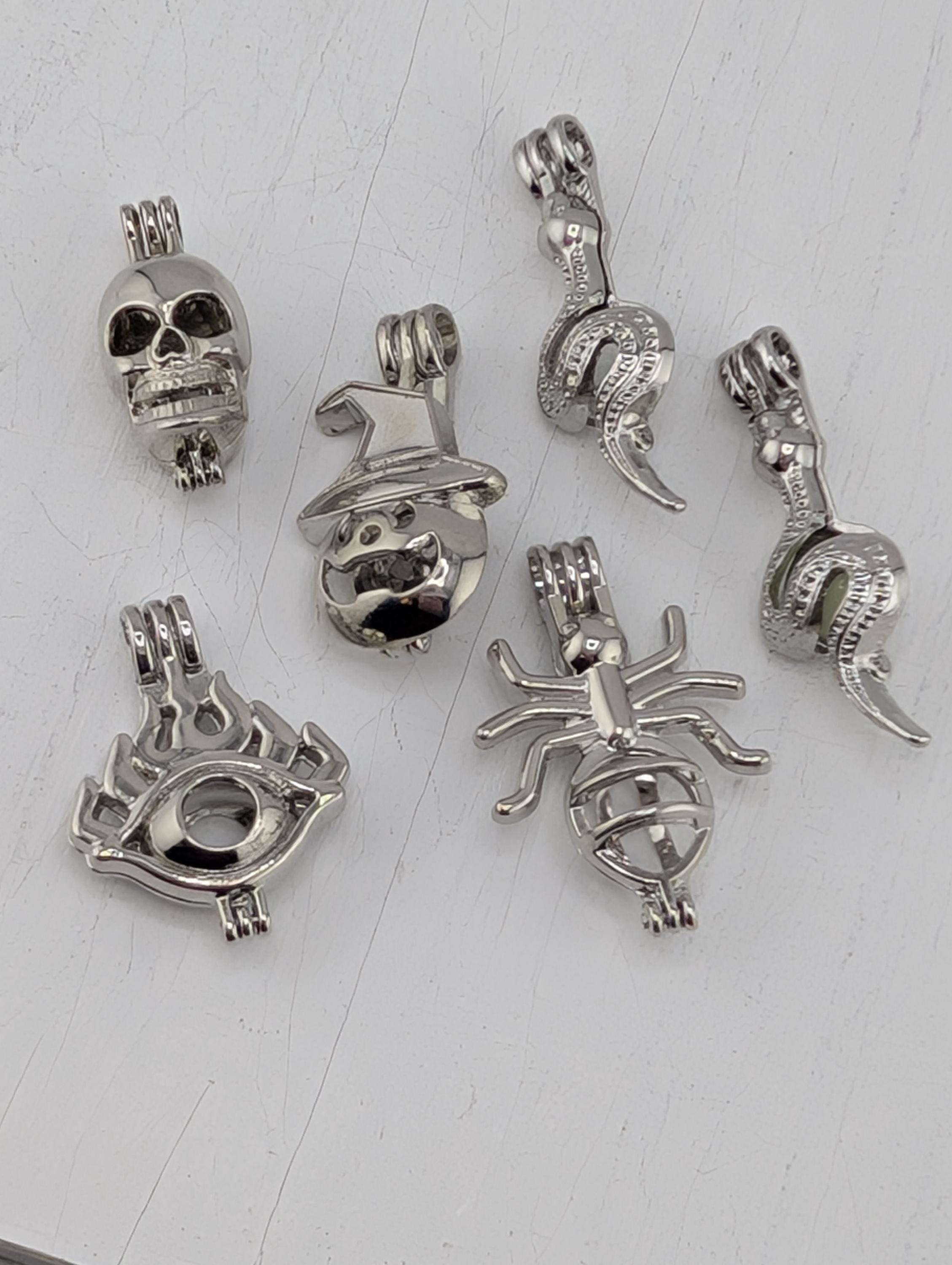 Set of 6 Gemstone Bead Holder Pendant or Bag Charm