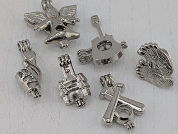 Set of 6 Gemstone Bead Holder Pendant or Bag Charm