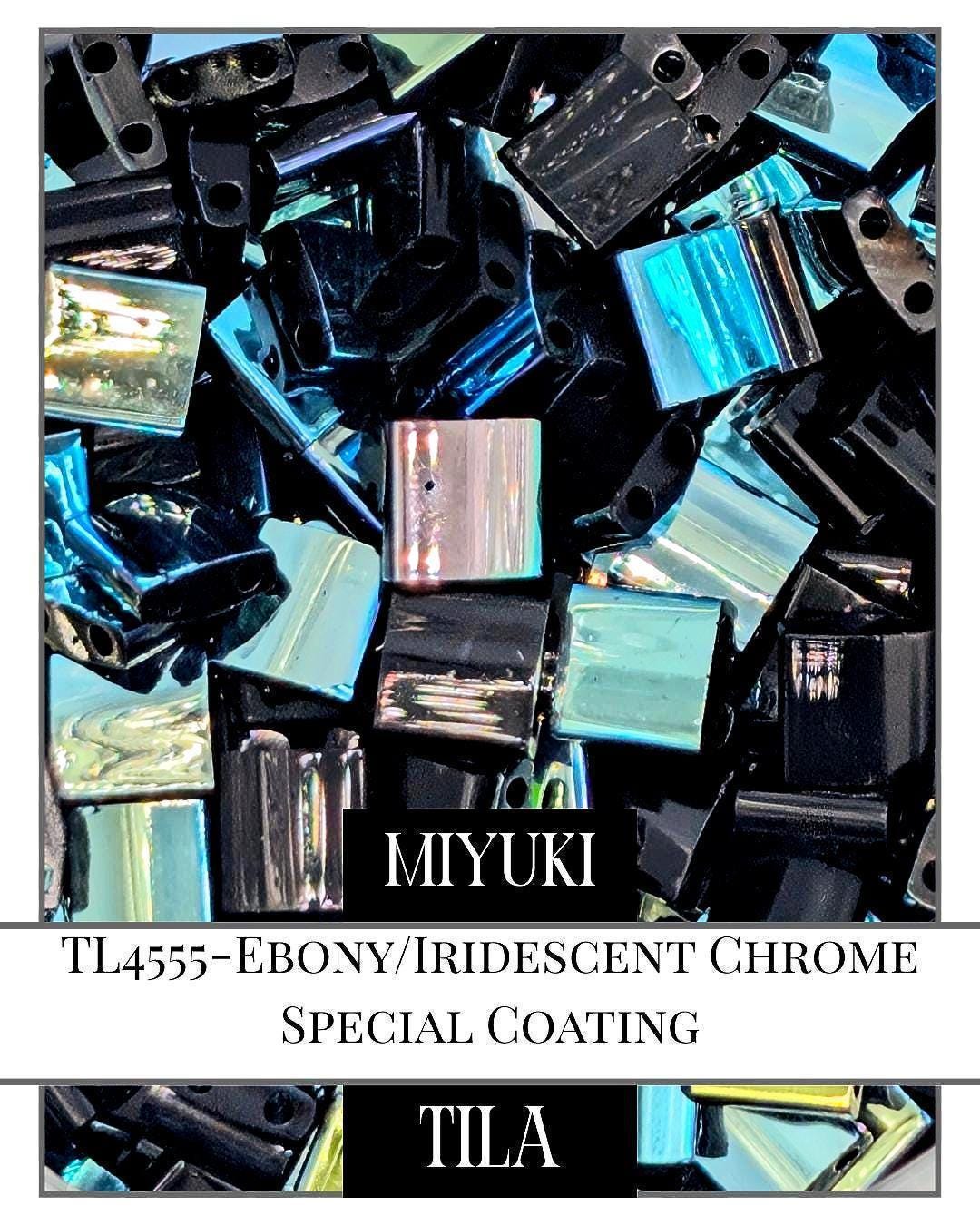 TL4555-Miyuki Tila Beads:Ebony/Iridescent Chrome SC (7.5g pkg)