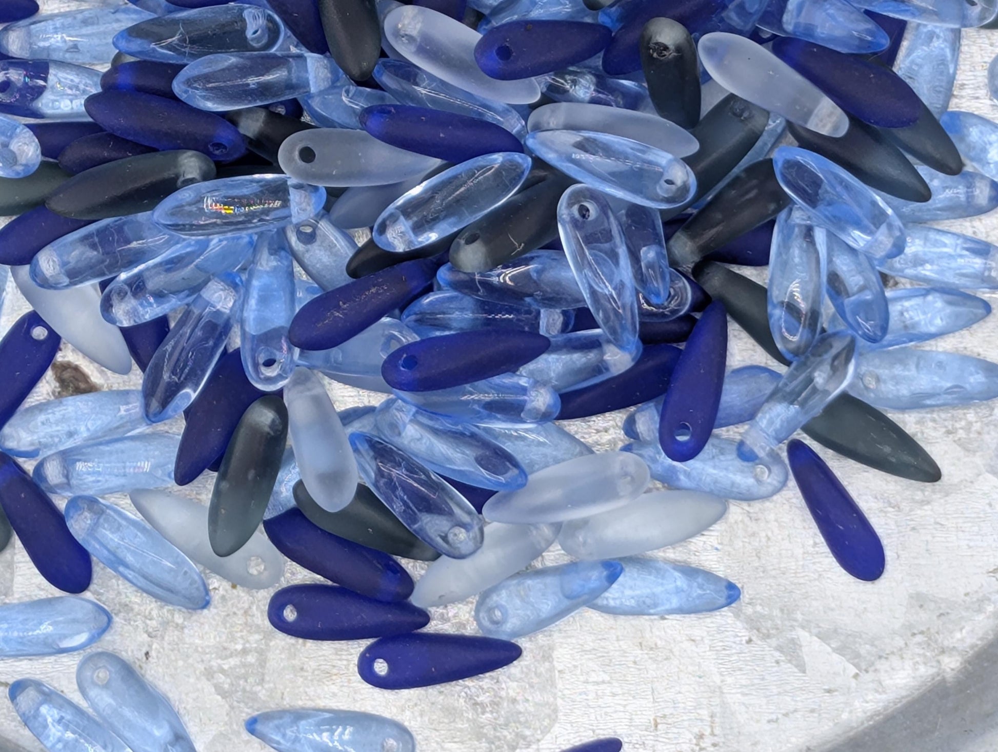 10mm Blue Czech Pressed Glass Dagger 20g