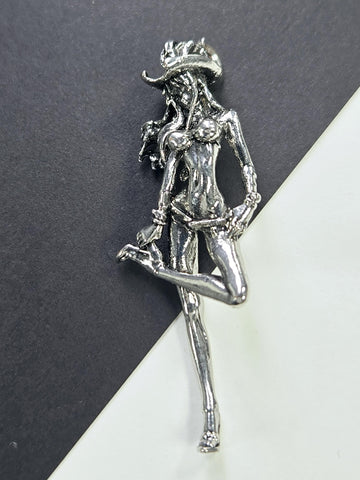 Fantasy Angel Girl Pendant - Silver Plated Gothic Charm