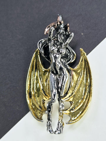 Fantasy Girl Pendant, Silver Plated Charm (Lightweight, DIY Friendly)