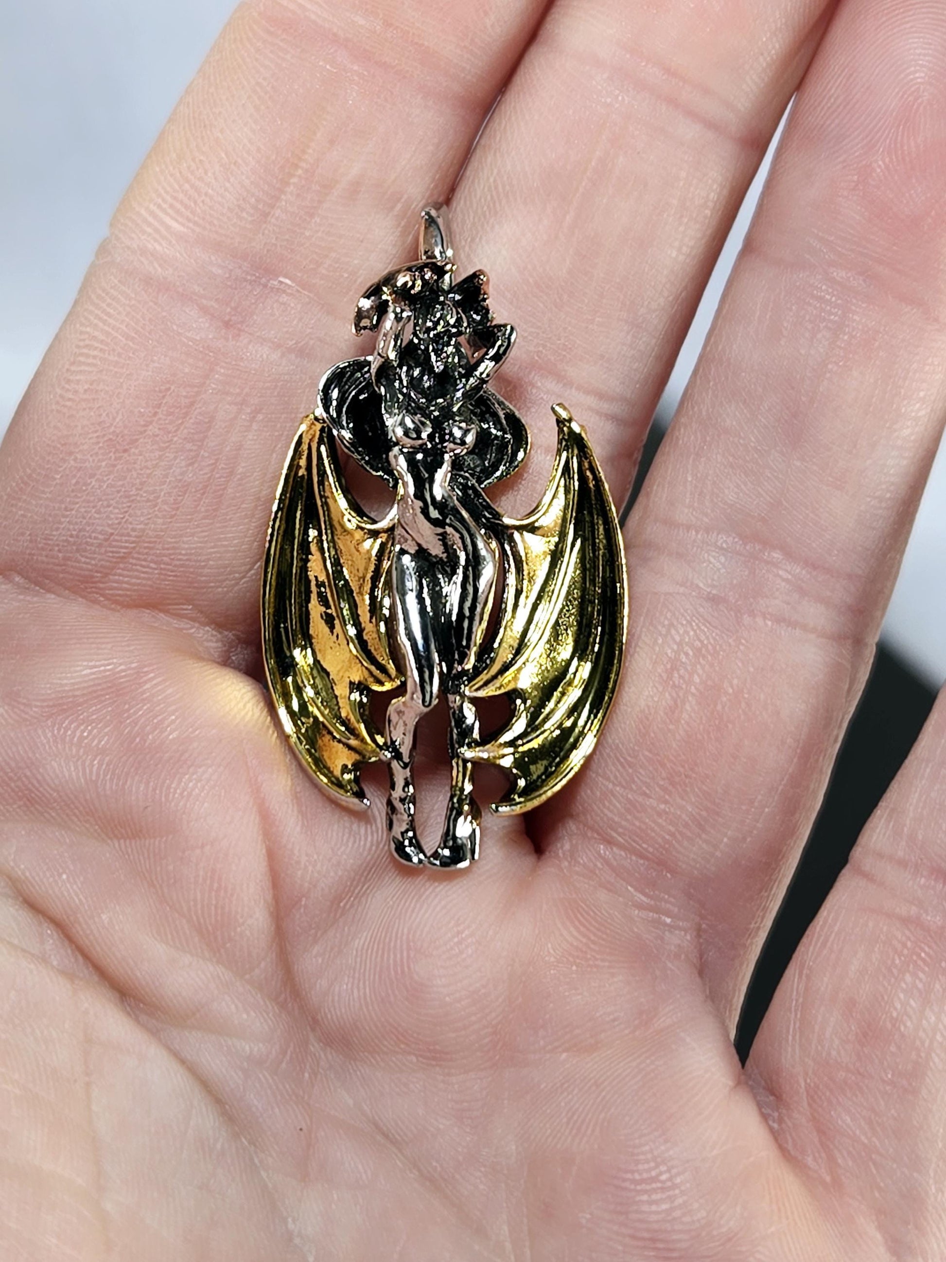 Fantasy Girl Pendant, Silver Plated Charm (Lightweight, DIY Friendly)