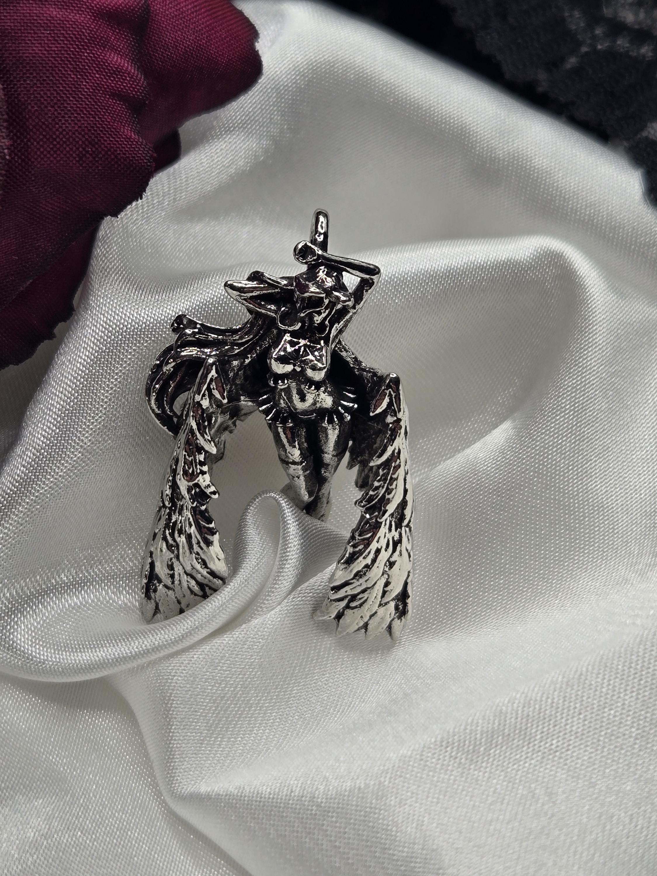 Fantasy Girl Pendant: Silver Plated Gothic Charm