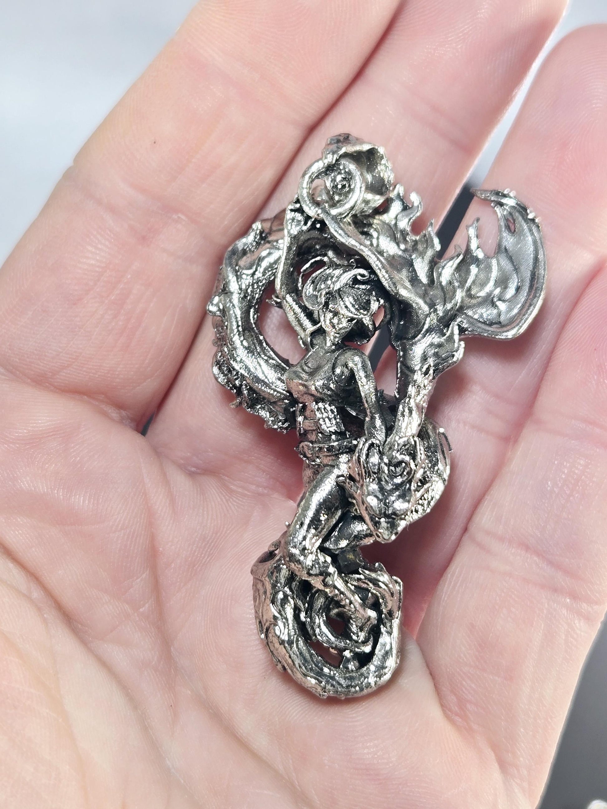 Fallen Angel Pendant, Silver Plated Gothic Wing Charm (DIY Jewelry)