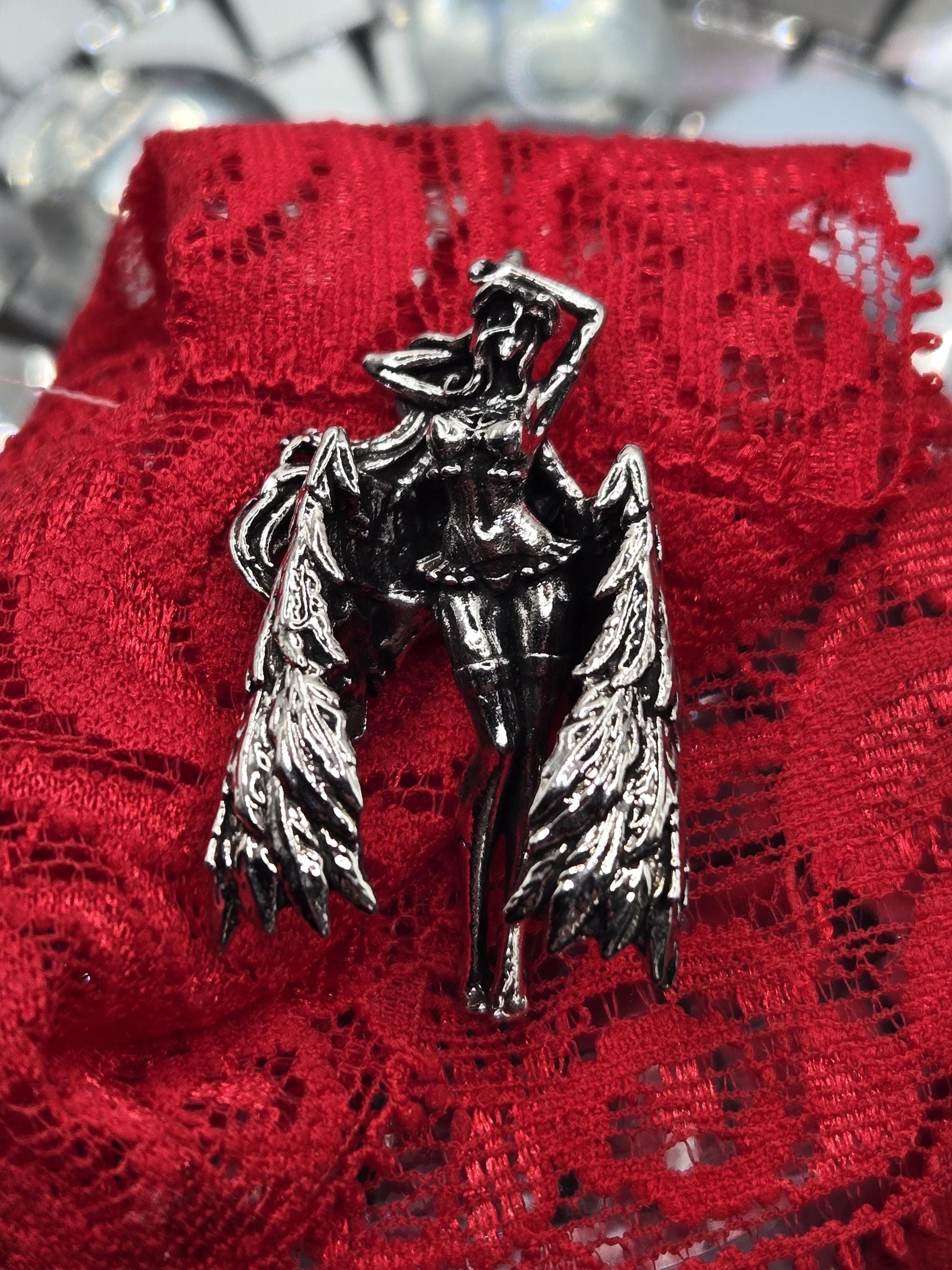 Fantasy Girl Pendant: Silver Plated Gothic Charm