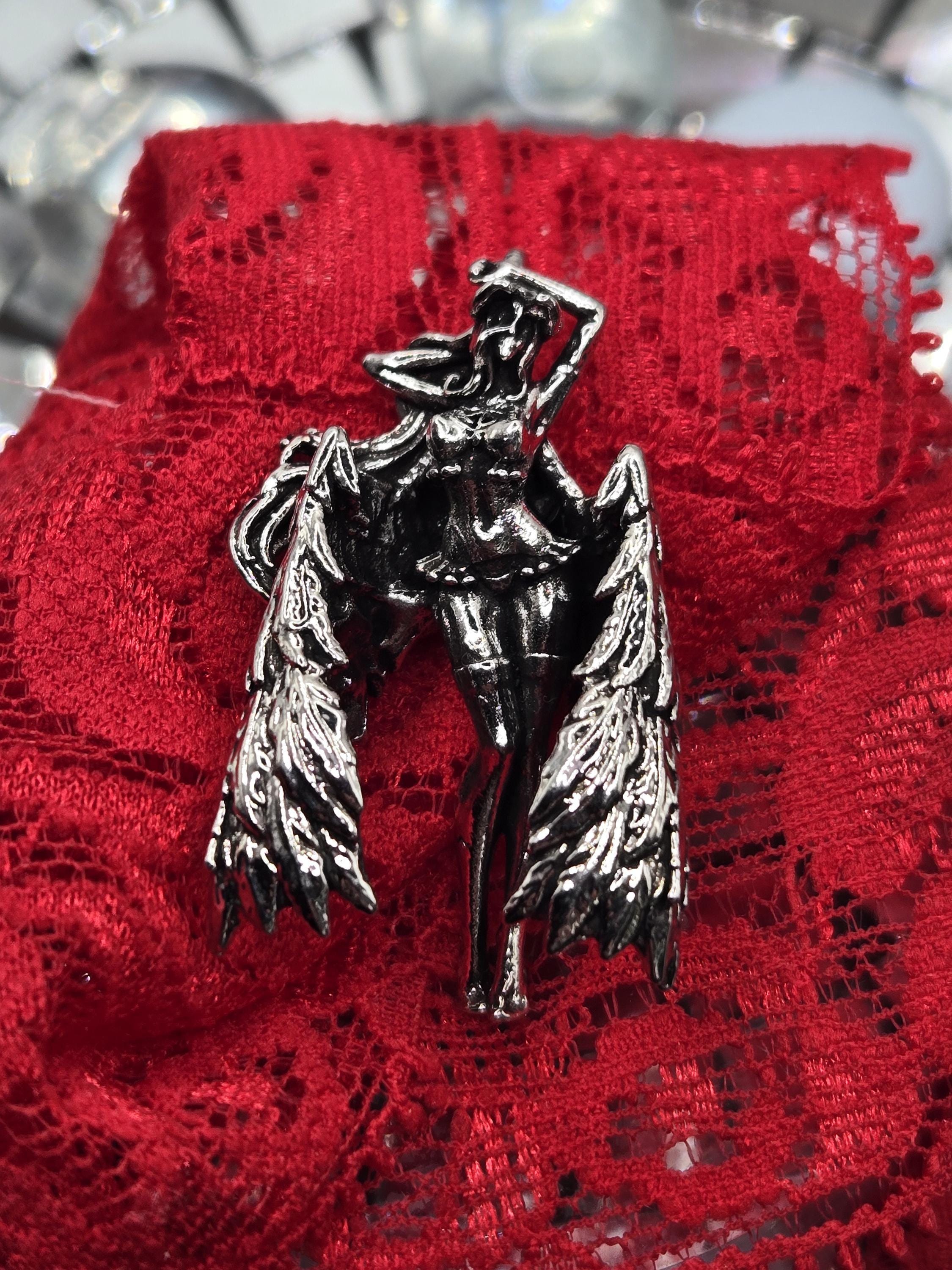 Fantasy Girl Pendant: Silver Plated Gothic Charm