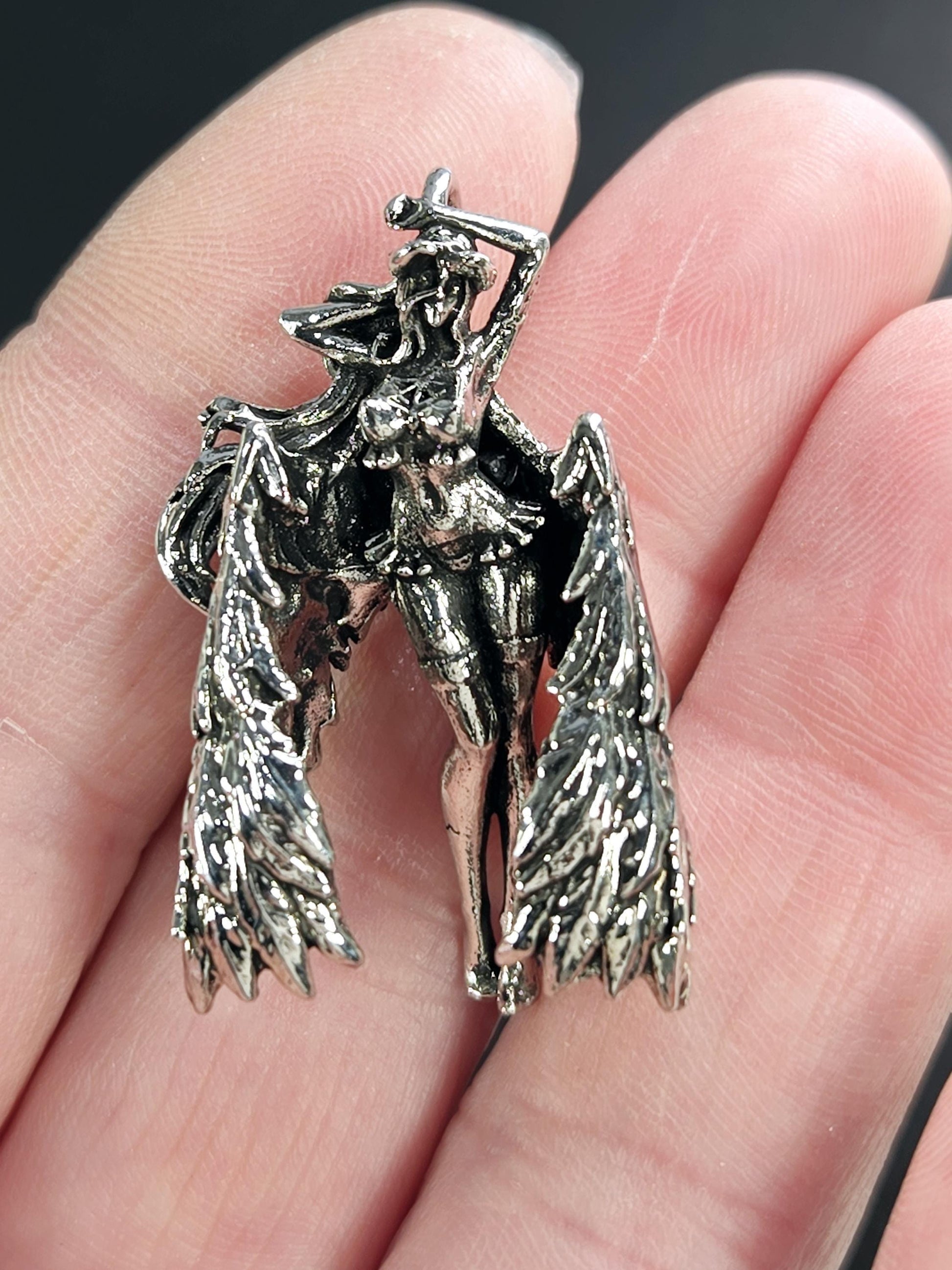 Fantasy Girl Pendant: Silver Plated Gothic Charm