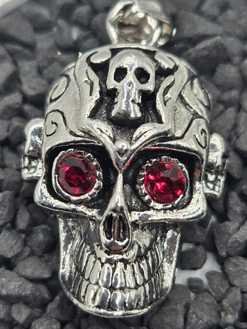 Silver Plated Skull Pendant: Fallen Angel Gothic Charm