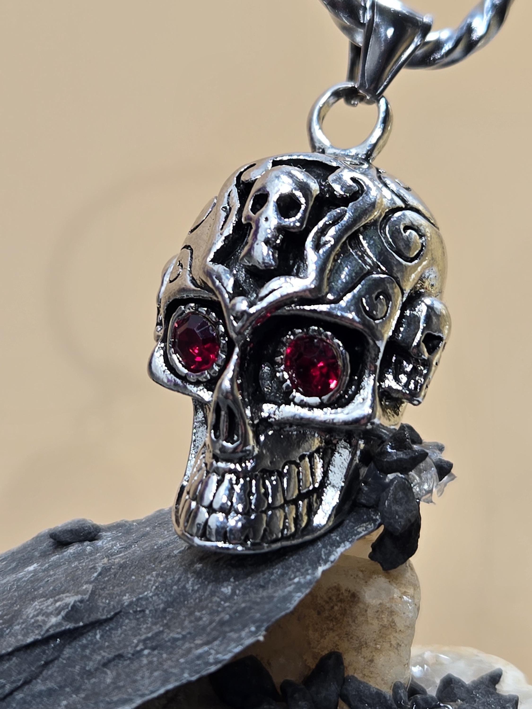 Silver Plated Skull Pendant: Fallen Angel Gothic Charm
