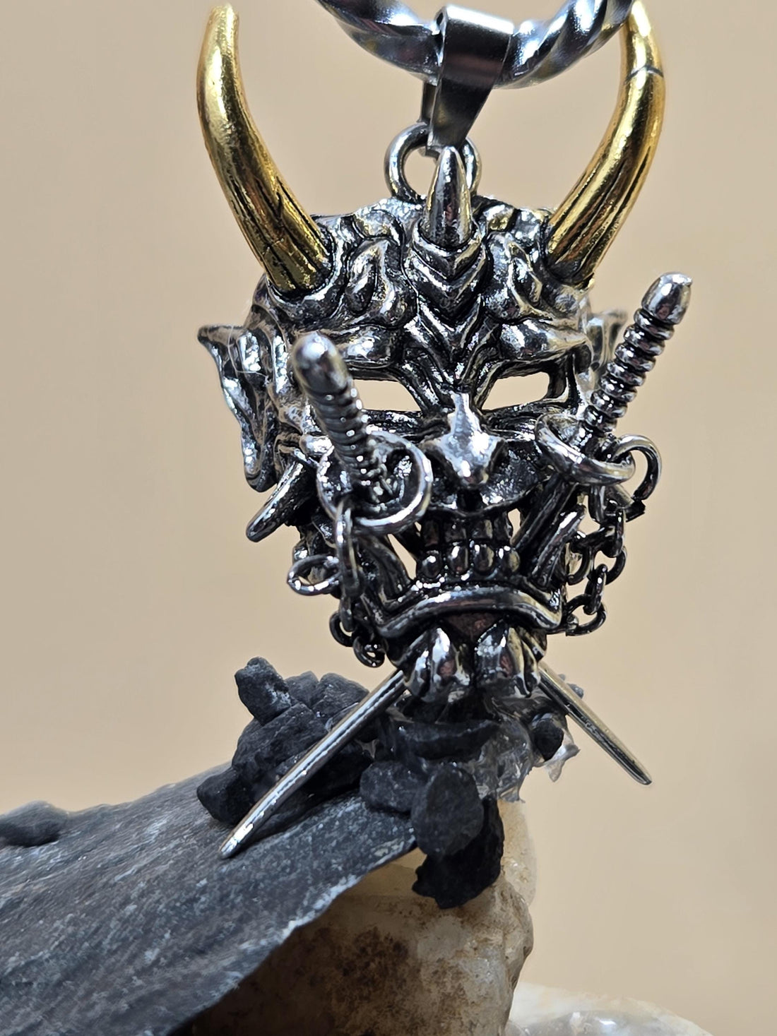 Silver Skull Pendant - Gothic Angel Wing Design for Jewelry