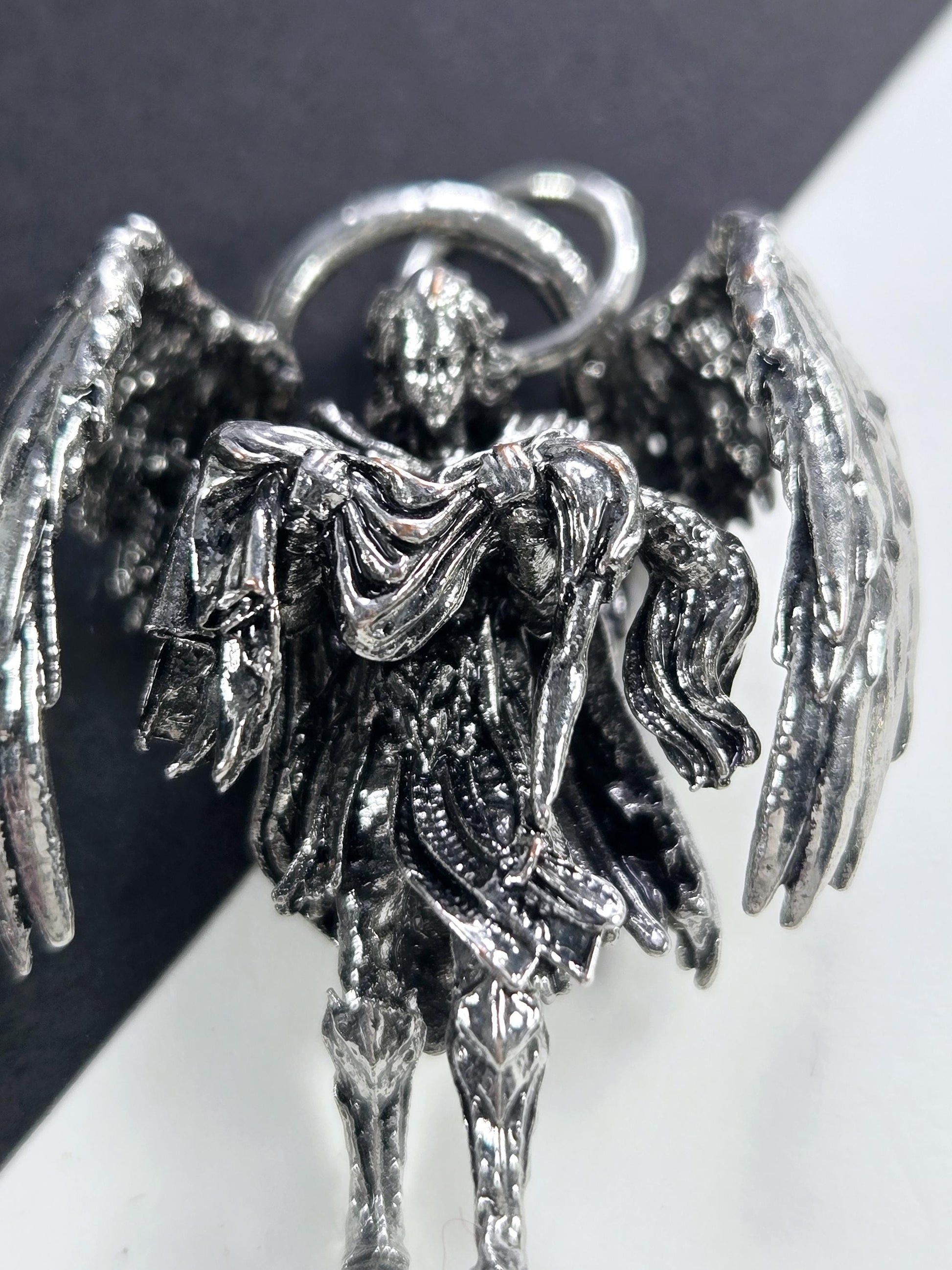Fallen Angel Pendant: Silver Plated Gothic Charm - Lightweight, Durable