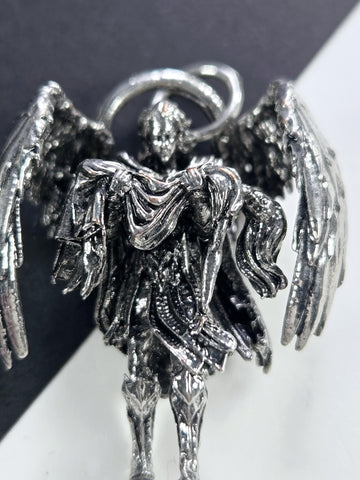 Fallen Angel Pendant: Silver Plated Gothic Charm - Lightweight, Durable