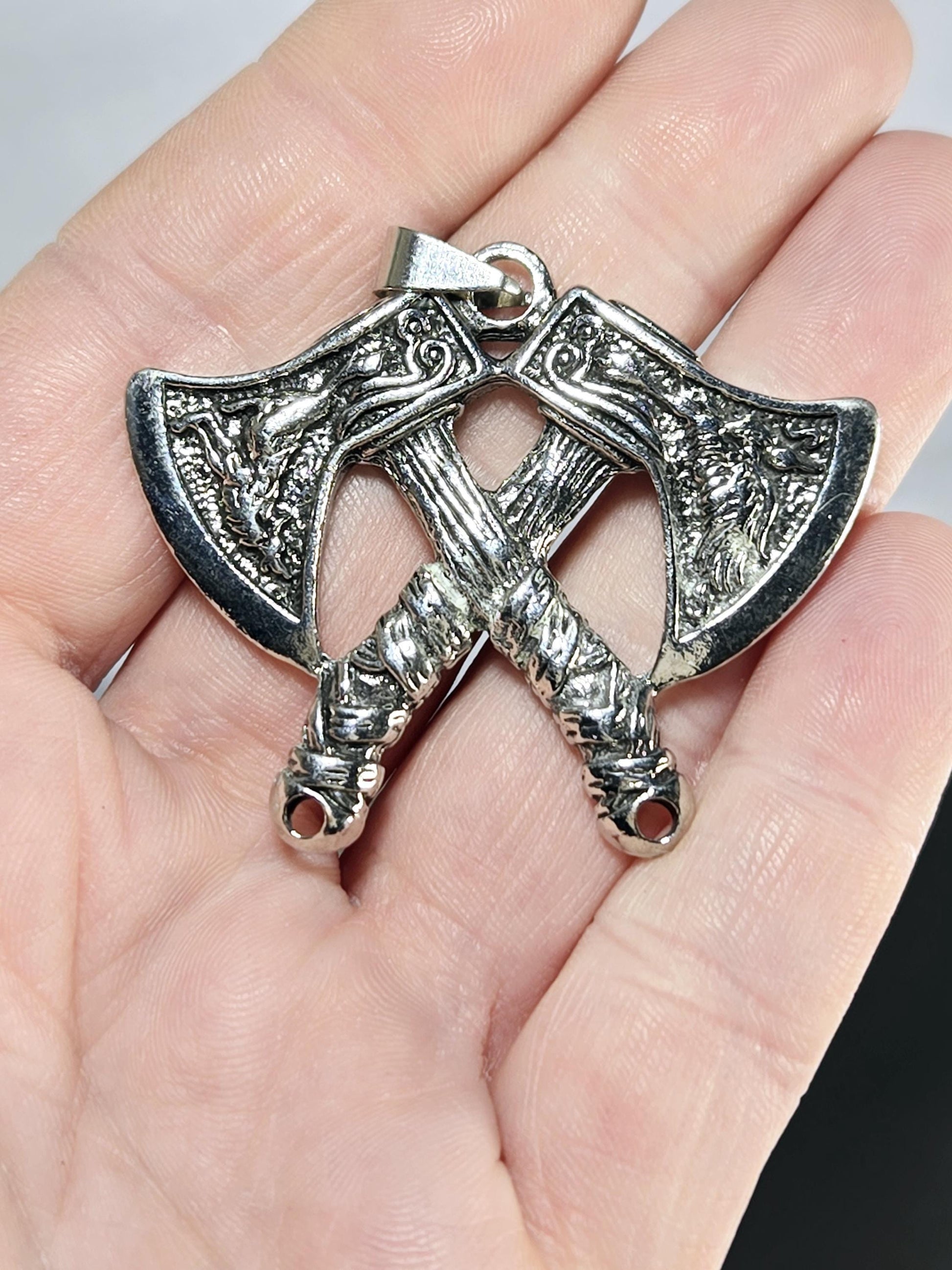 Tomahawk Axe Pendant: Silver Gothic Charm - Handmade Metal Keychain