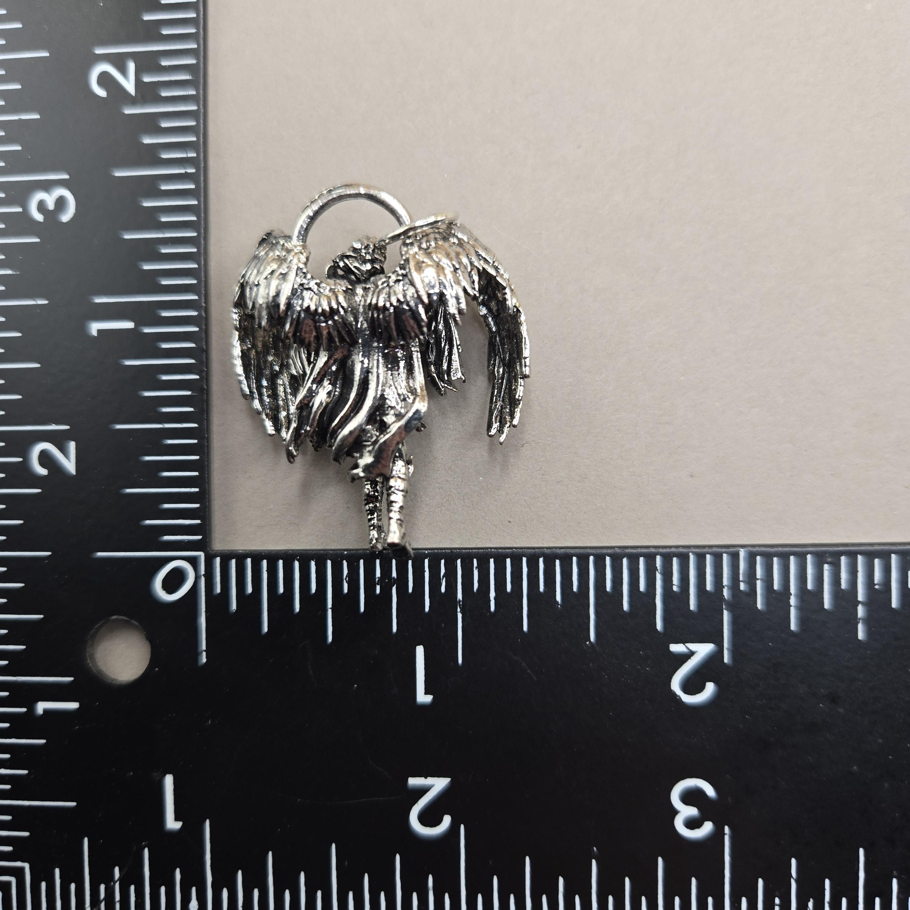 Fallen Angel Pendant: Silver Plated Gothic Charm - Lightweight, Durable